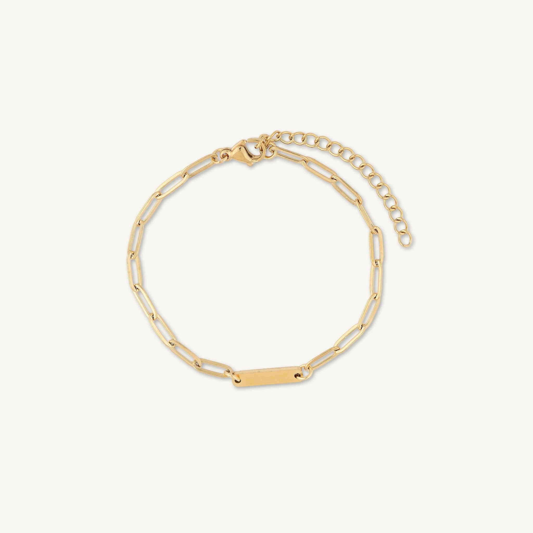 1 Bar Paper link Engraved Bracelet - Camile & Stone