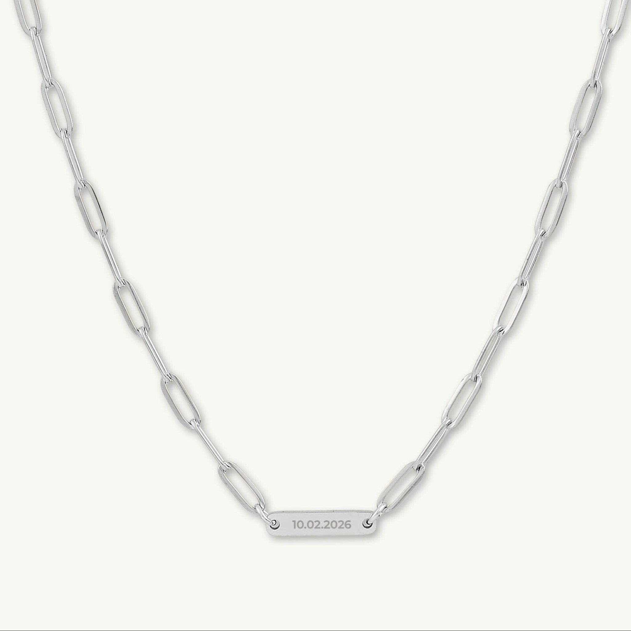 1 Bar Paper link Engraved Necklace - Camile & Stone