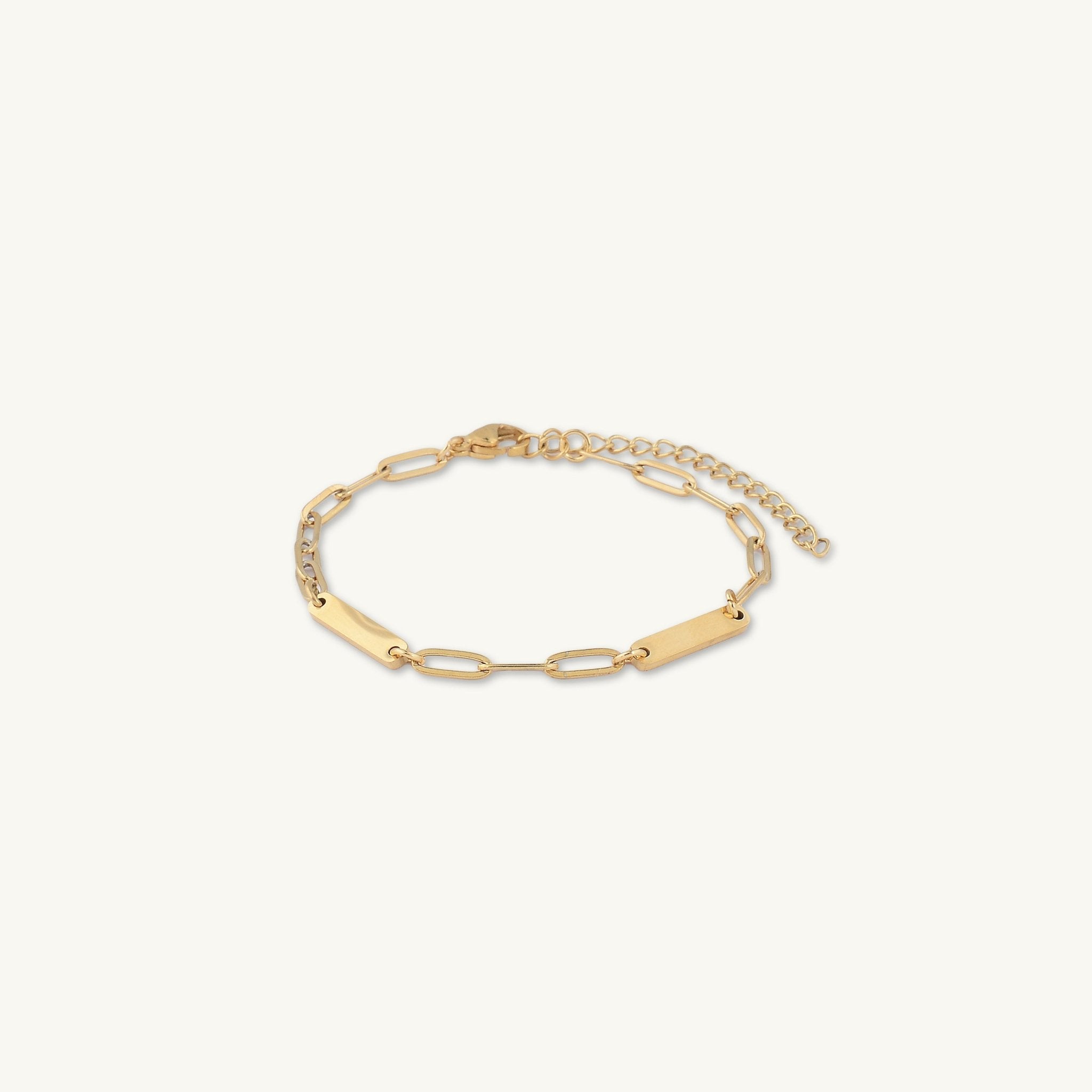 2 Bar Paper link Engraved Bracelet - Camile & Stone