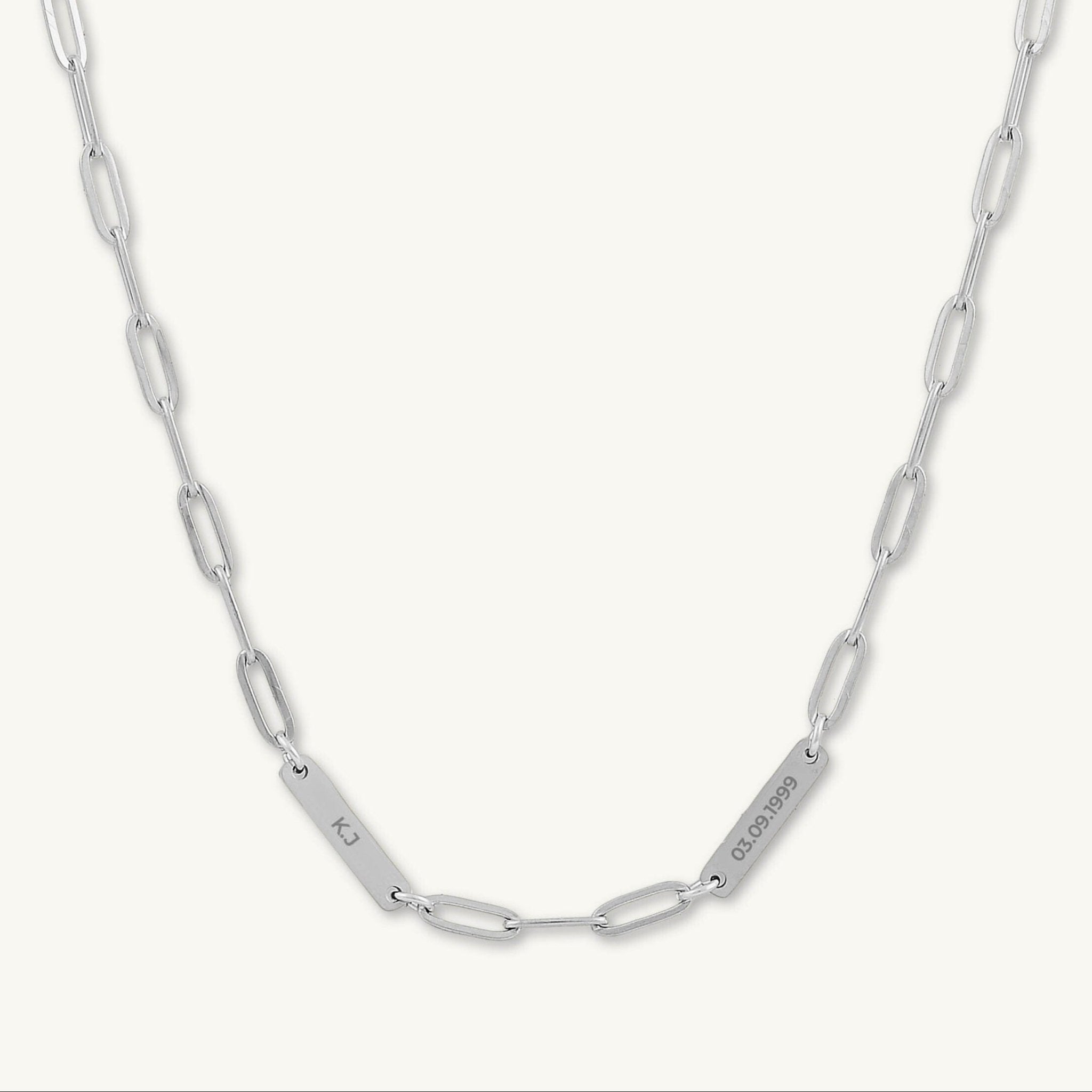 2 Bar Paper link Engraved Necklace - Camile & Stone