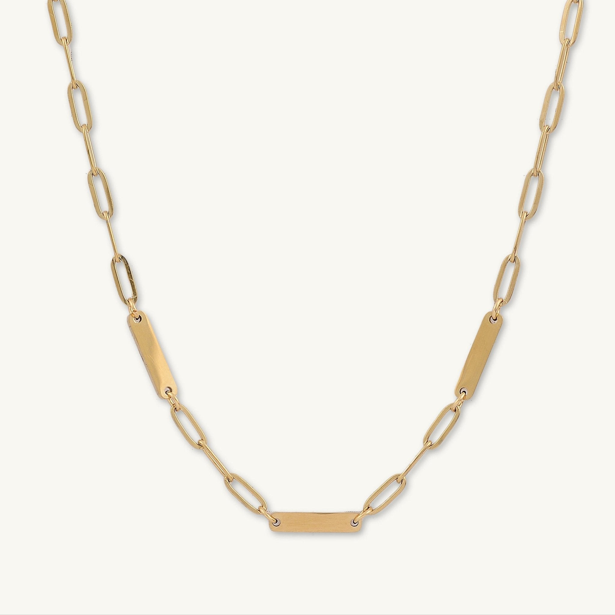 3 Bar Paper link Engraved Necklace - Camile & Stone