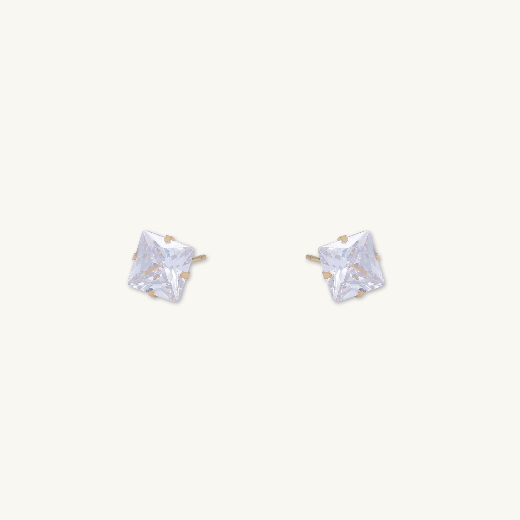 6mm Unisex Square Zirconia Stud Earrings - Camile & Stone