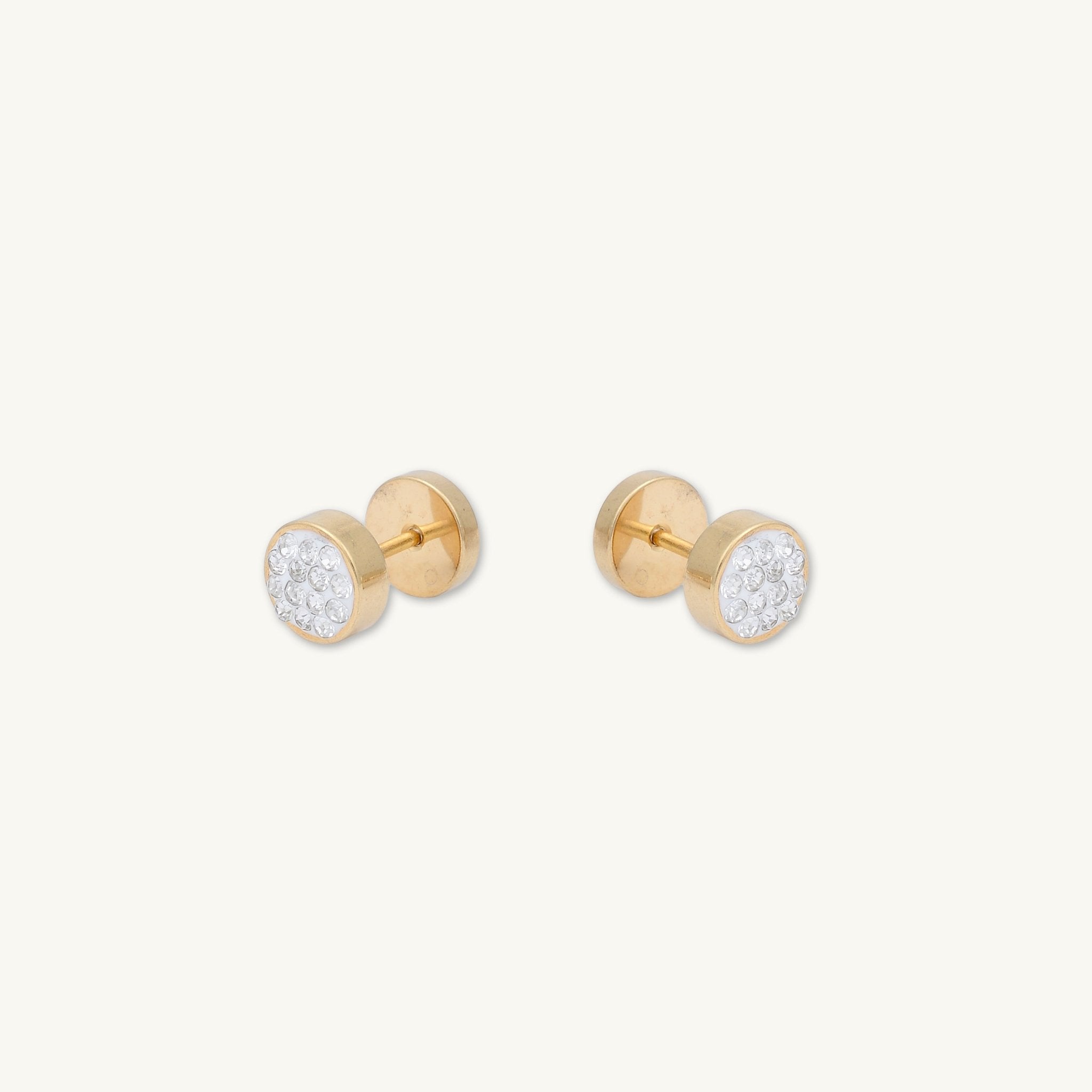 8mm Unisex Circle Crystal Stud Earrings - Camile & Stone