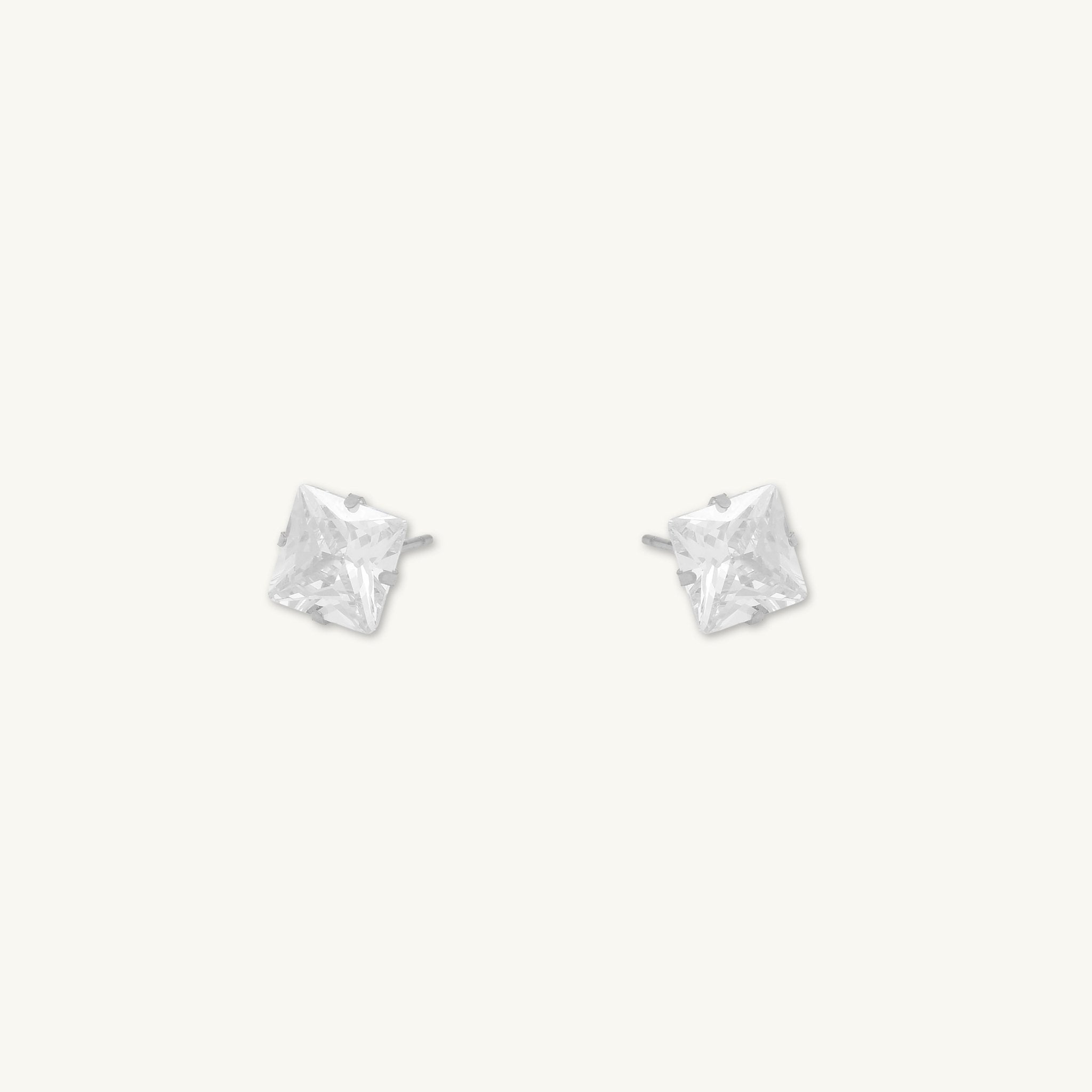 8mm Unisex Square Zirconia Stud Earrings - Camile & Stone
