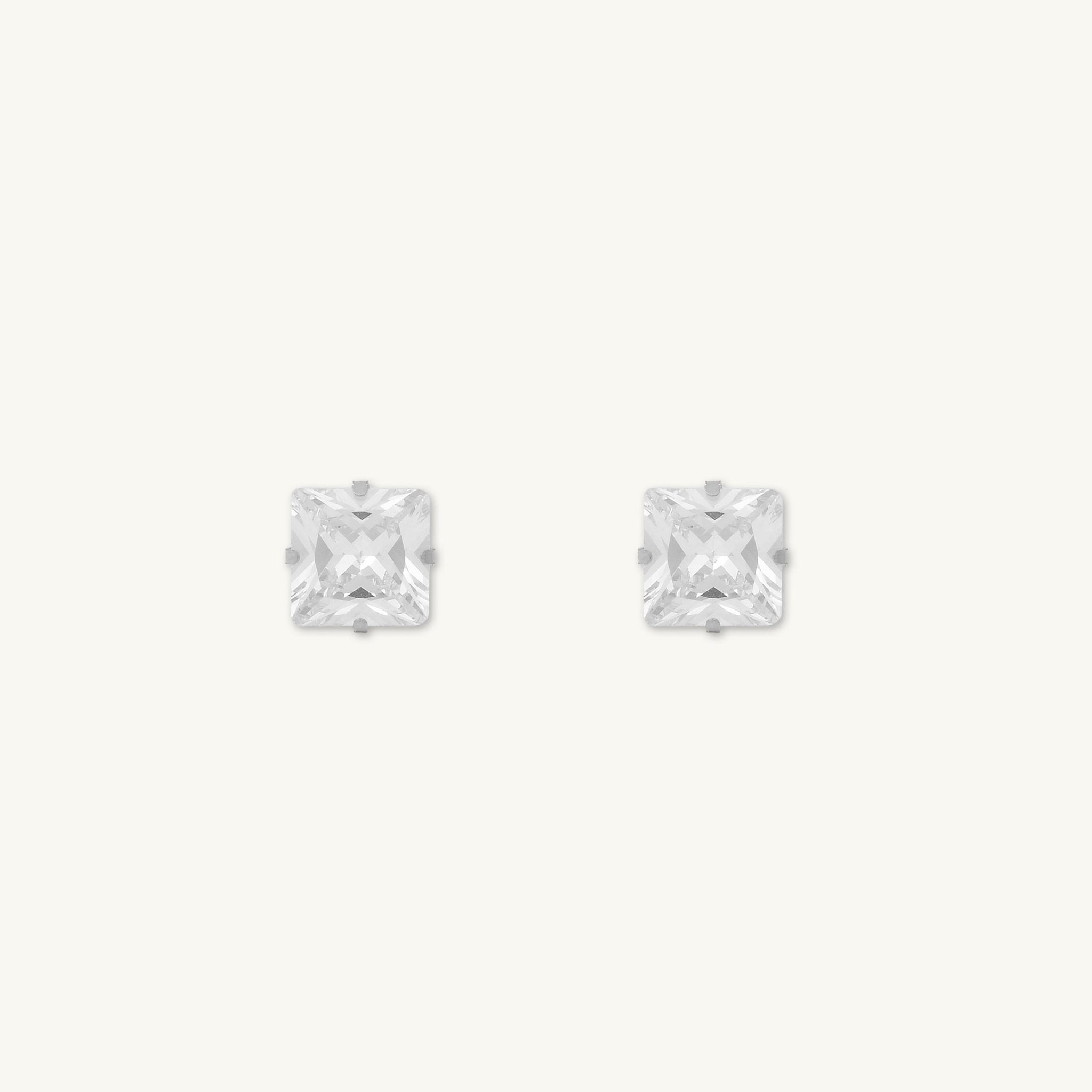 8mm Unisex Square Zirconia Stud Earrings - Camile & Stone