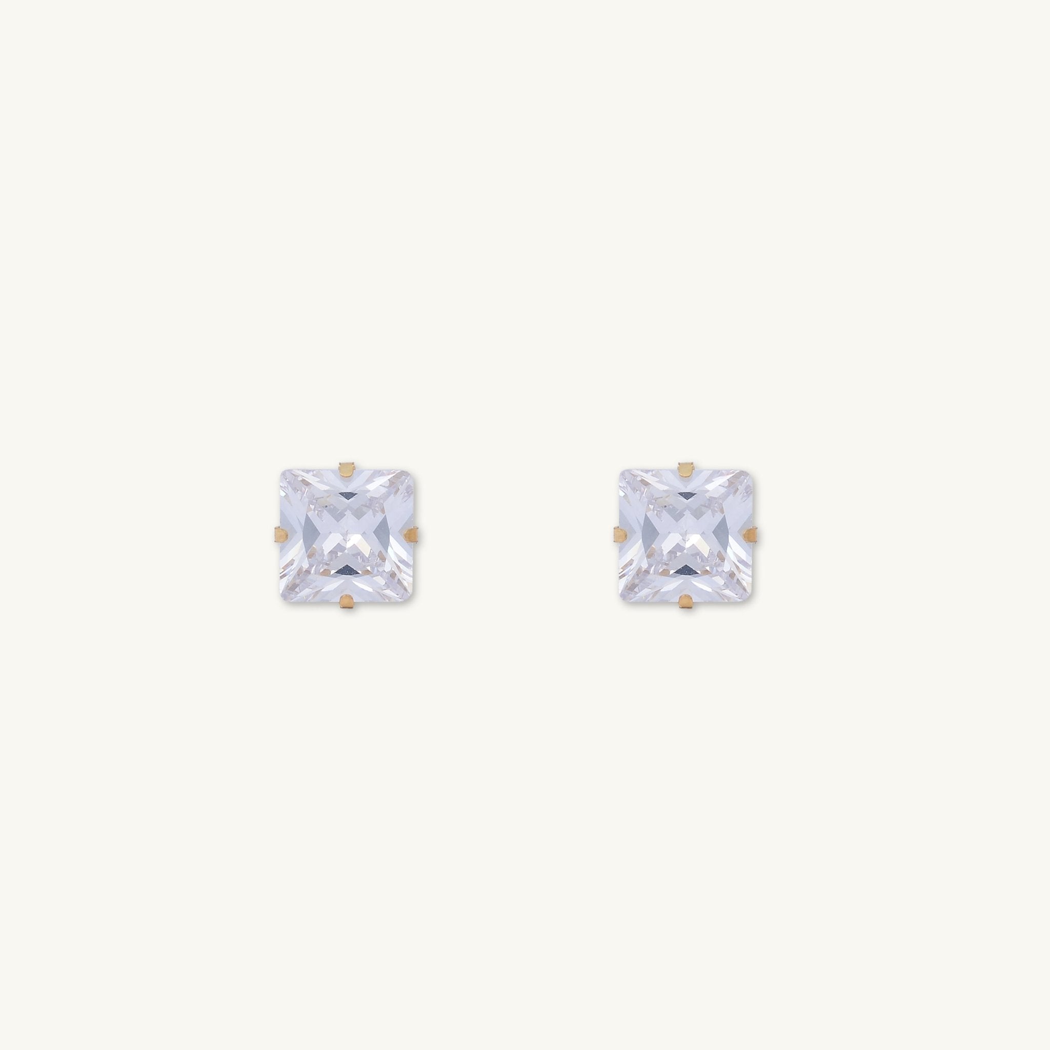 8mm Unisex Square Zirconia Stud Earrings - Camile & Stone