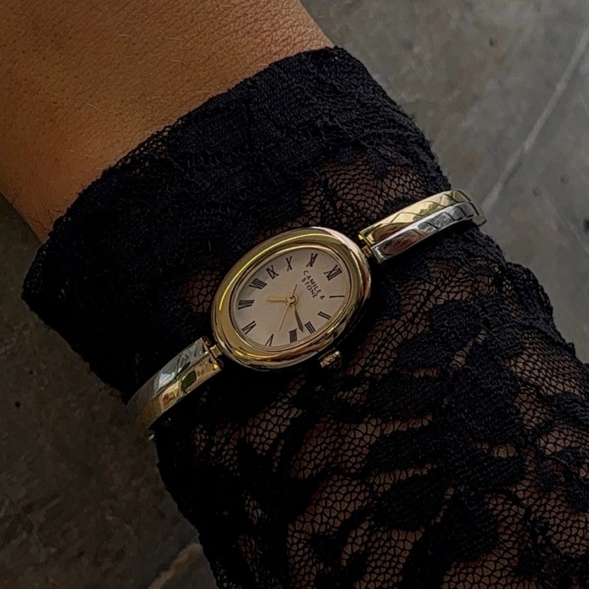 Audrey Two-Tone Oval Watch | Gold