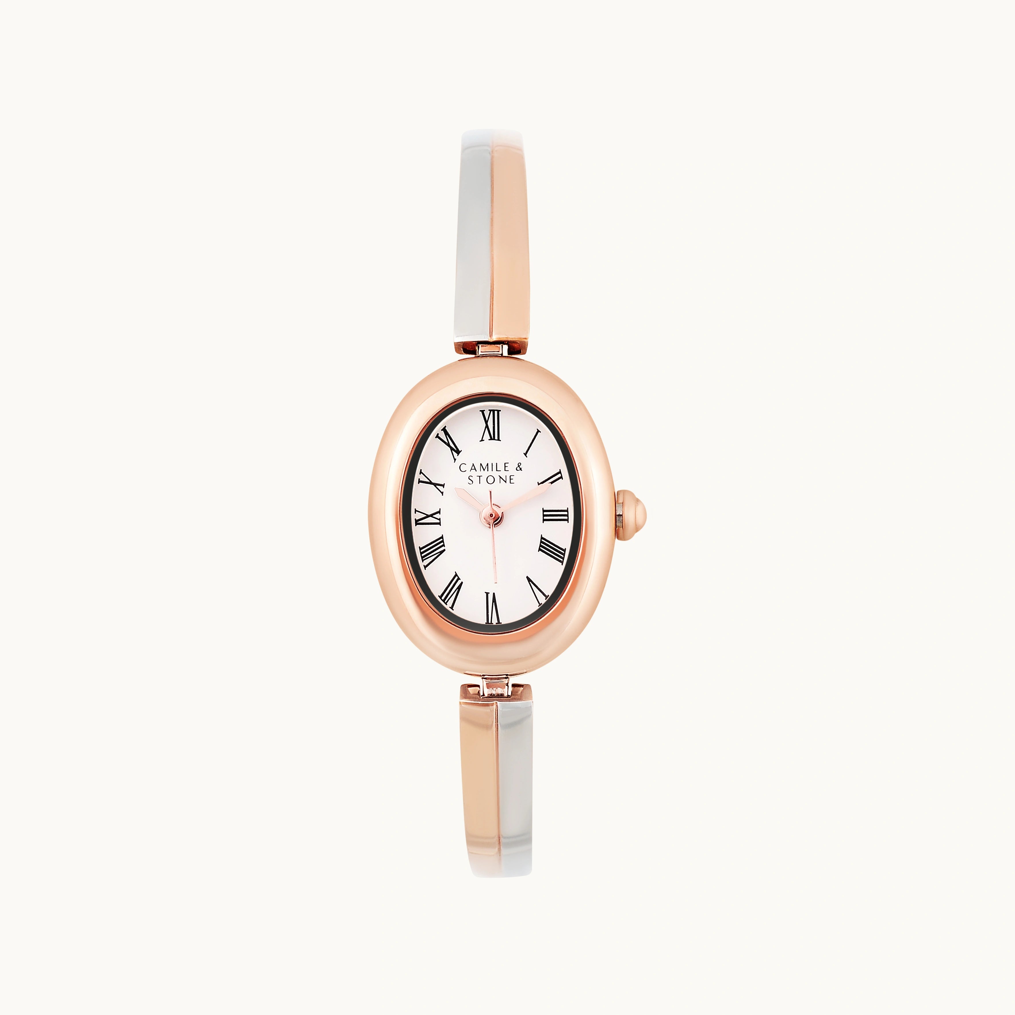 Audrey Two-Tone Oval Watch | Silver