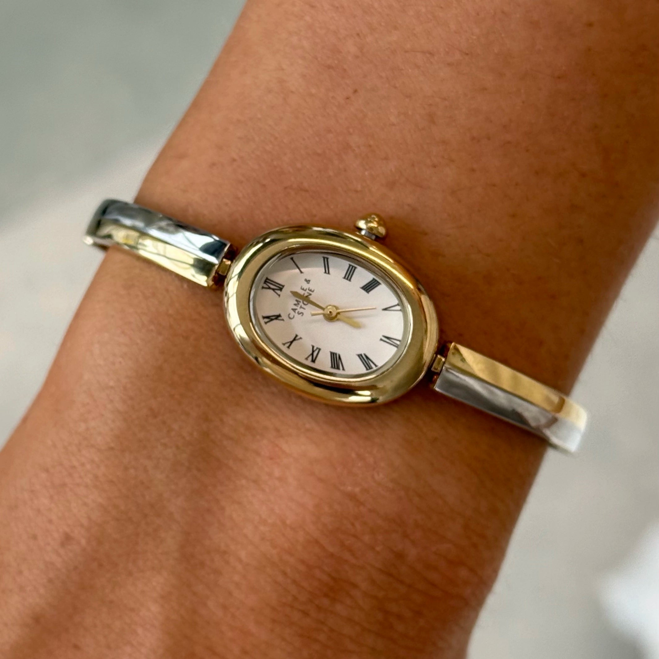 Audrey Two-Tone Oval Watch | Gold