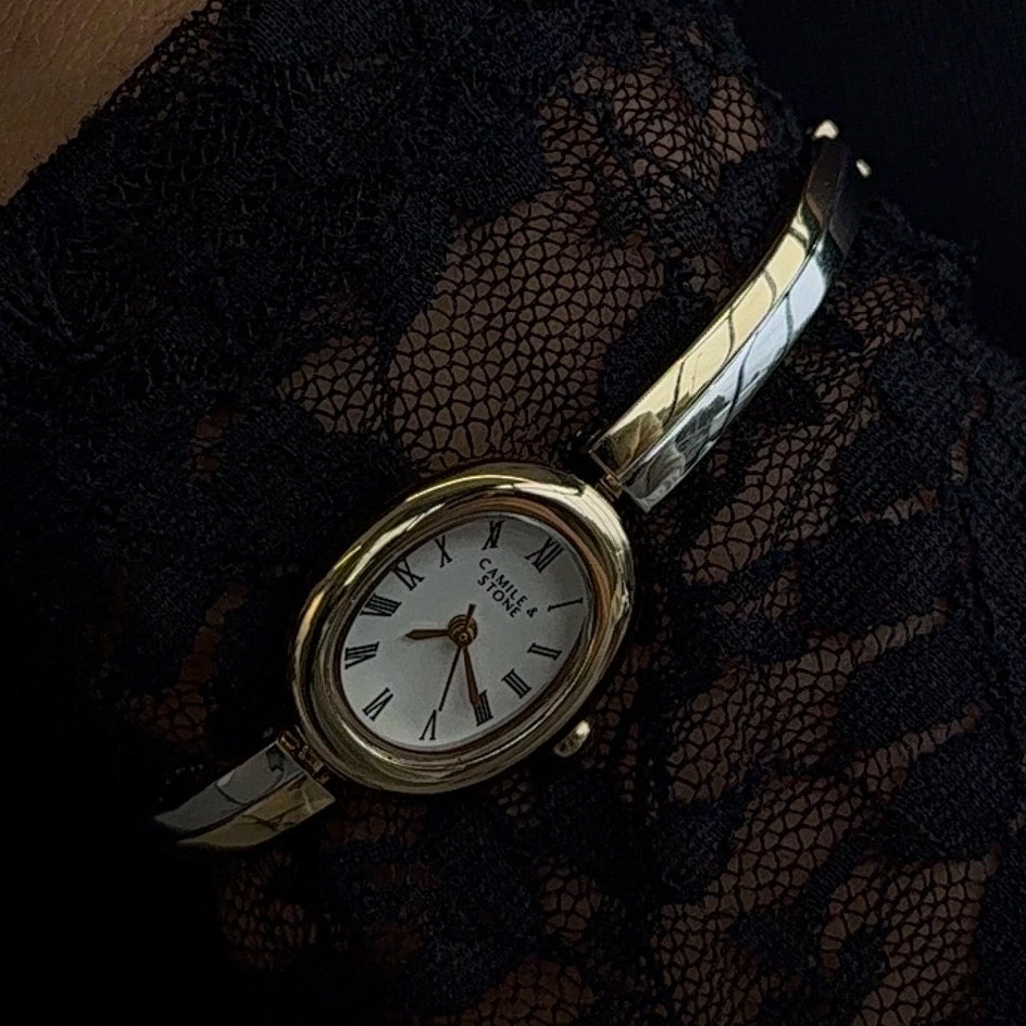 Audrey Two-Tone Oval Watch | Gold