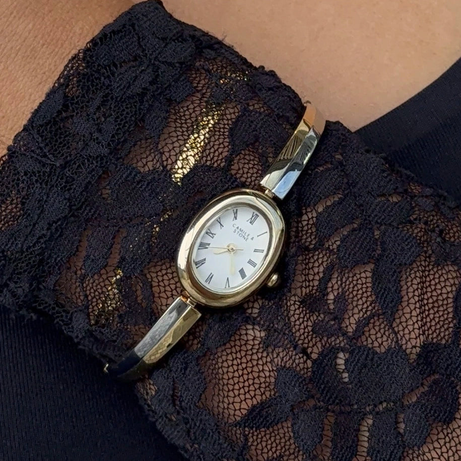 Audrey Two-Tone Oval Watch | Gold
