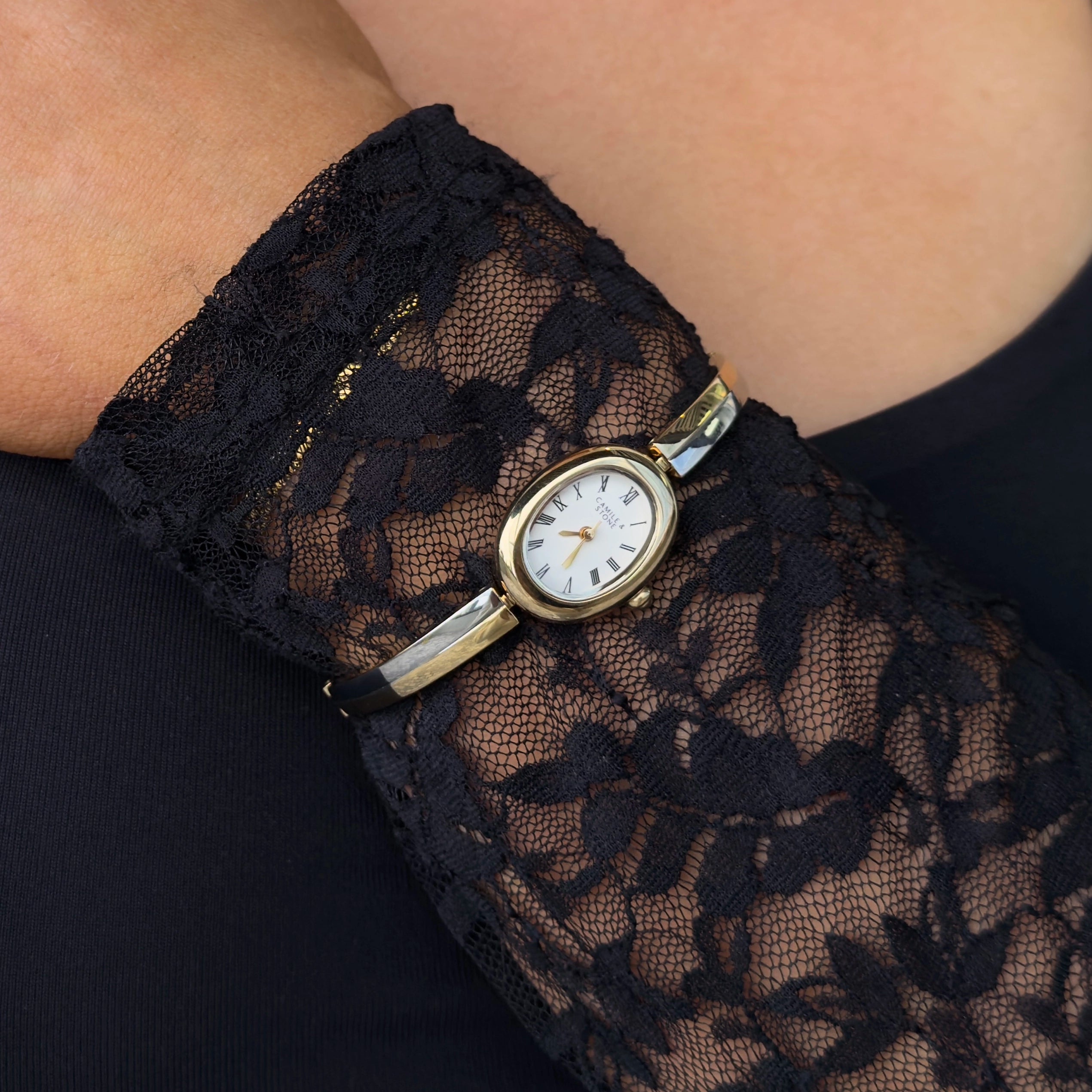 Audrey Two-Tone Oval Watch | Gold