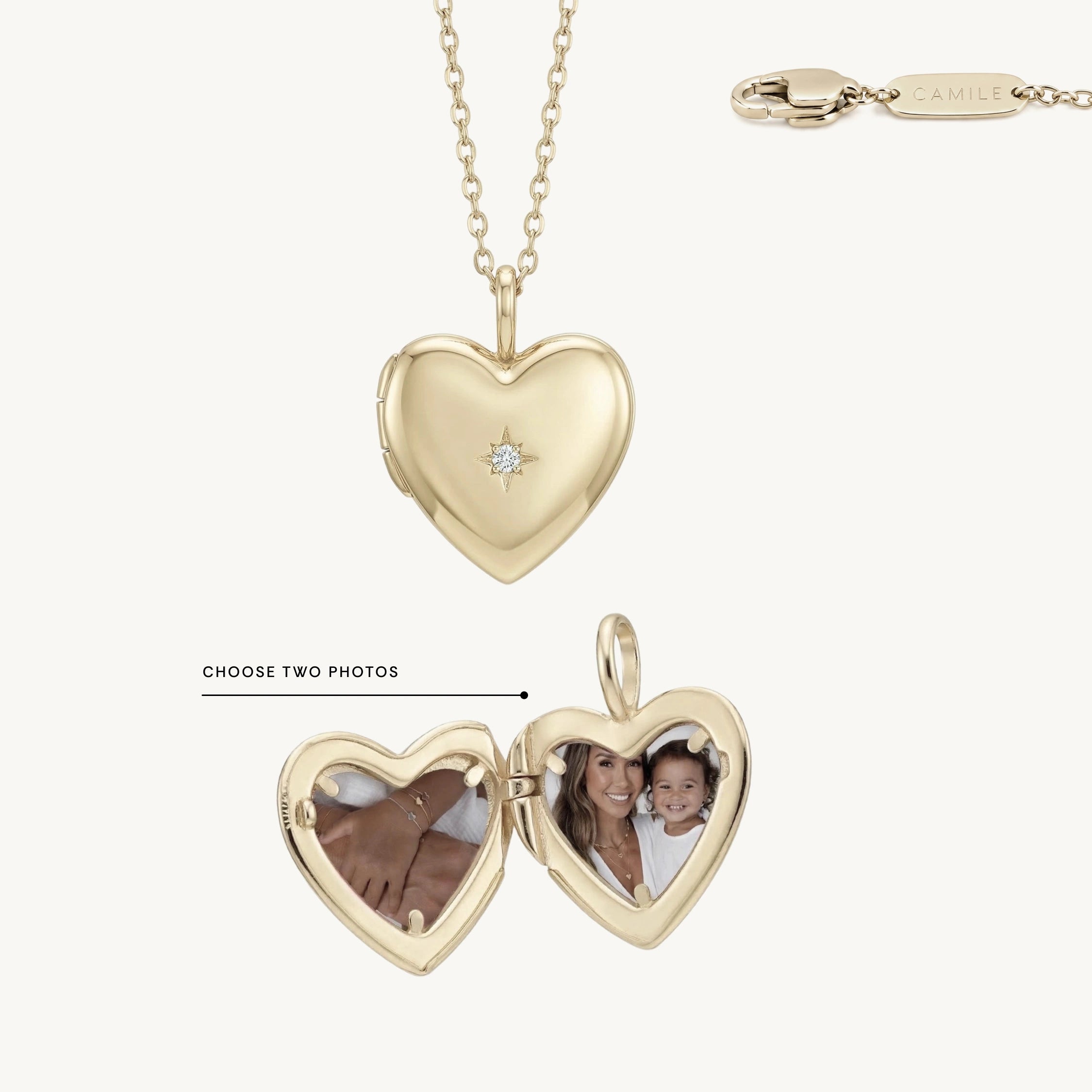 North Star Heart Photo Locket Necklace