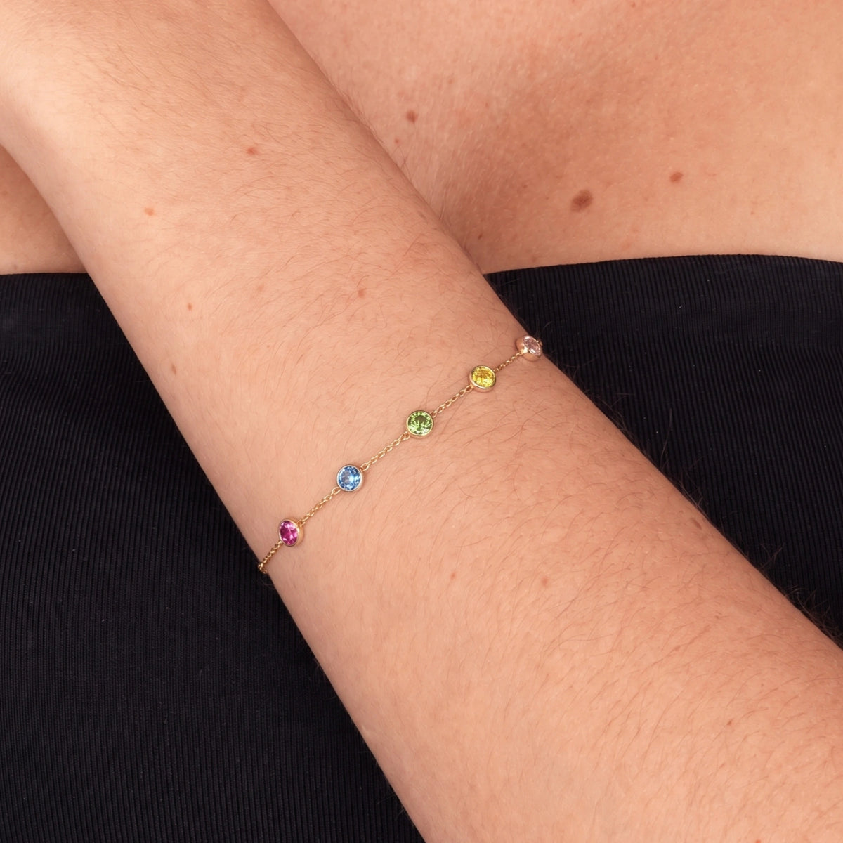 The Multi Birthstone Chain Bracelet Rose-Gold