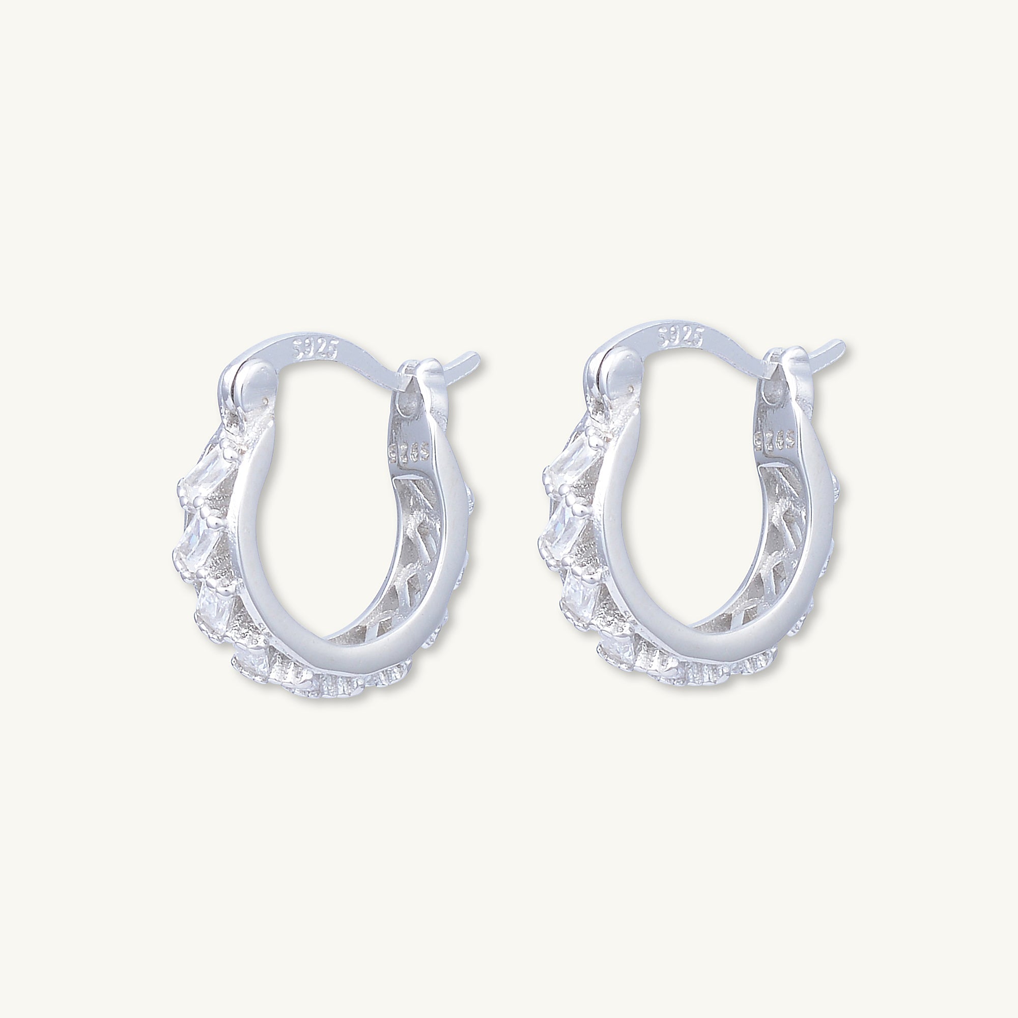 Baguette Sapphire Hoop Earrings - Camile & Stone