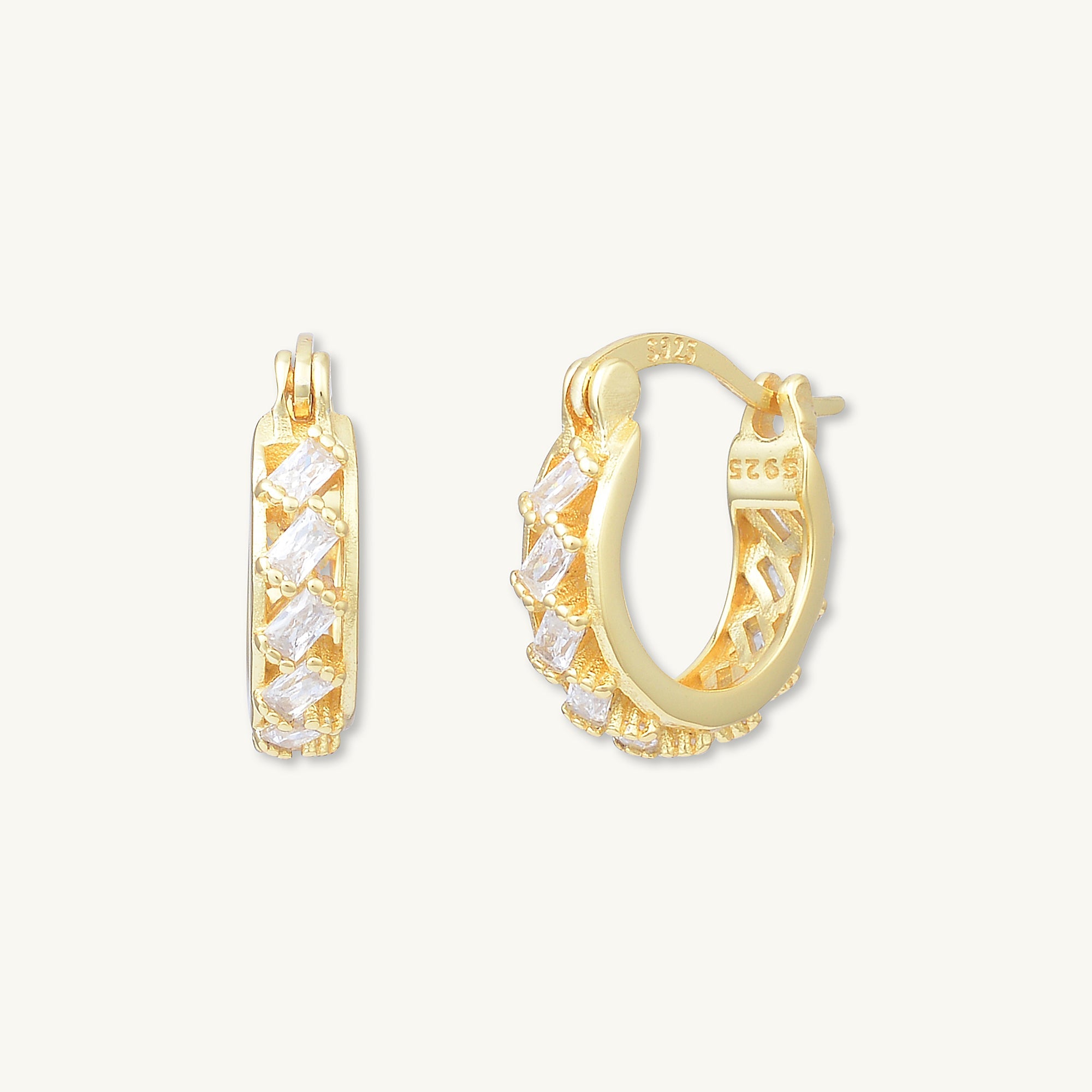 Baguette Sapphire Hoop Earrings - Camile & Stone