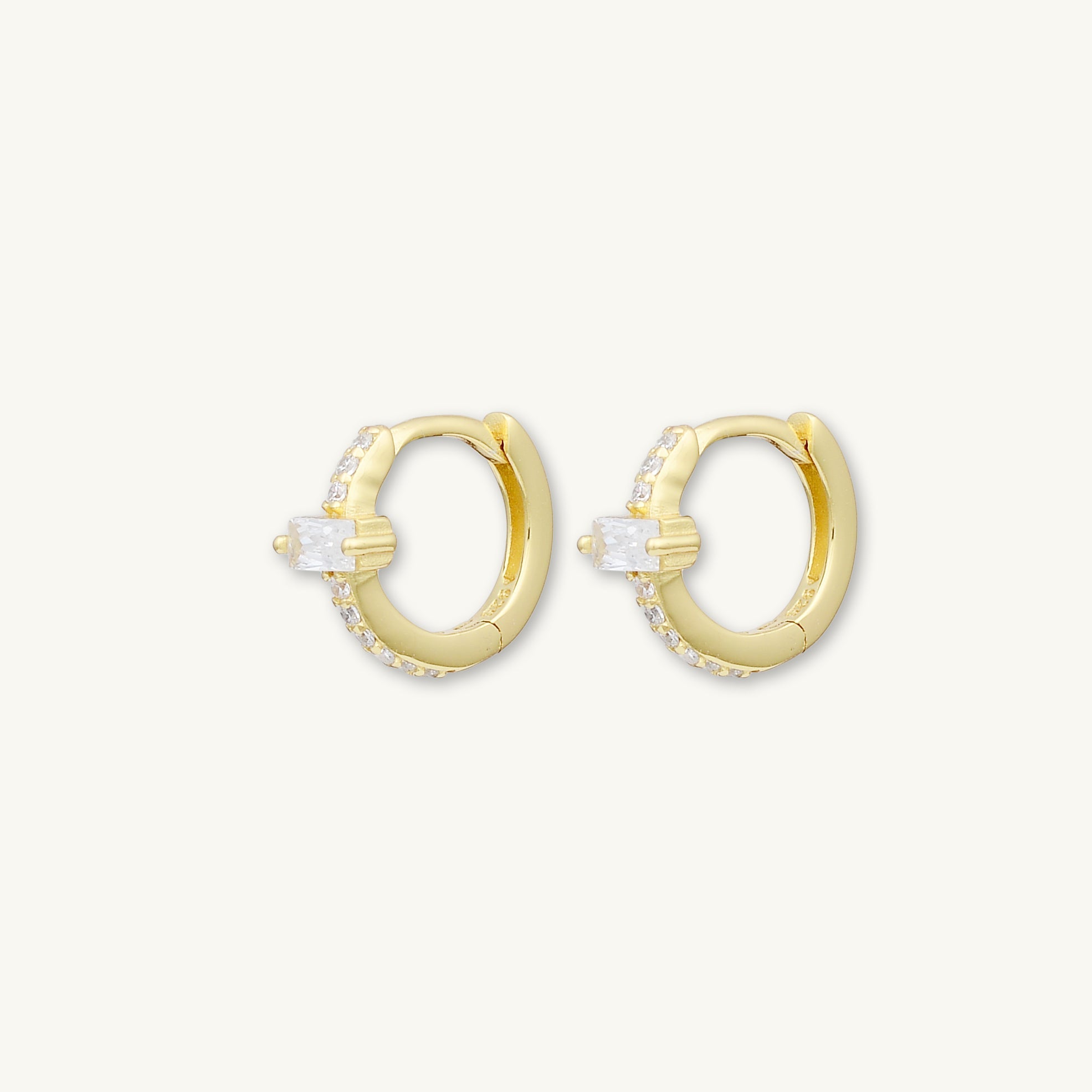 Baguette Zirconia Huggie Hoop Earrings - Camile & Stone