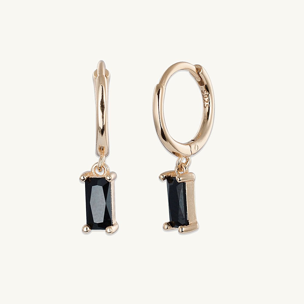 Black Baguette Hoop Earrings - Camile & Stone
