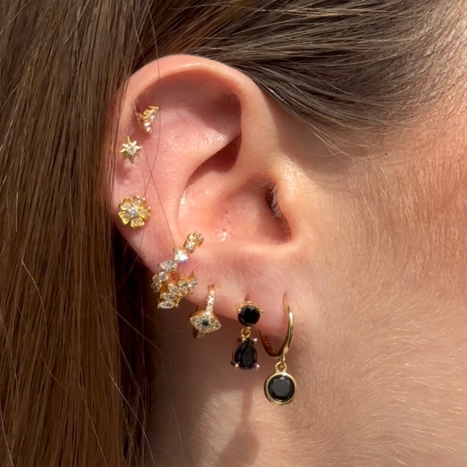 Black Circle Sapphire Hoop Earrings - Camile & Stone