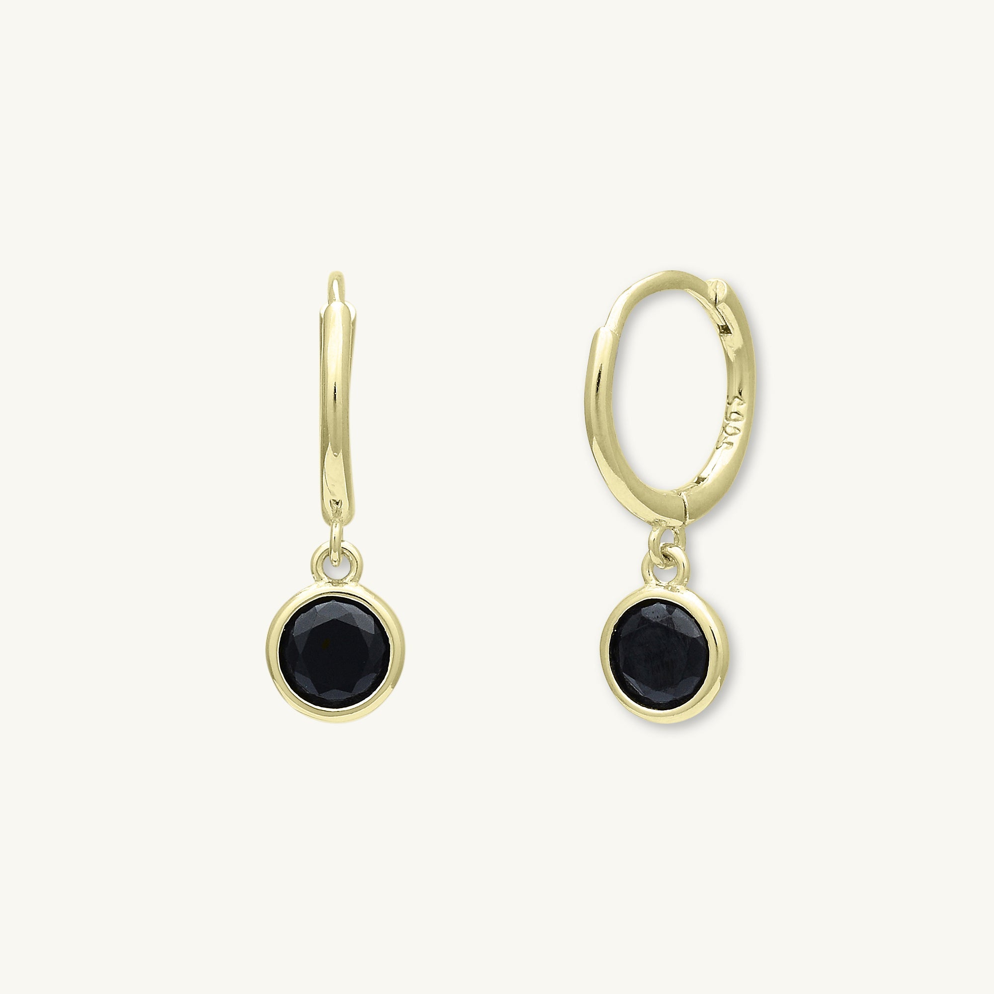 Black Circle Sapphire Hoop Earrings - Camile & Stone