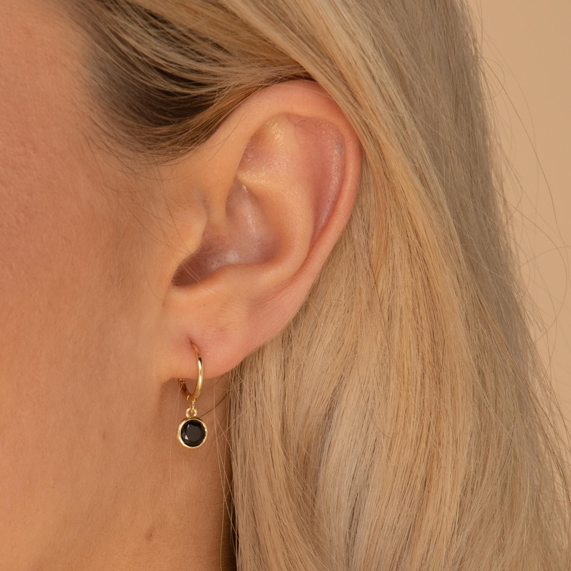 Black Circle Sapphire Hoop Earrings - Camile & Stone