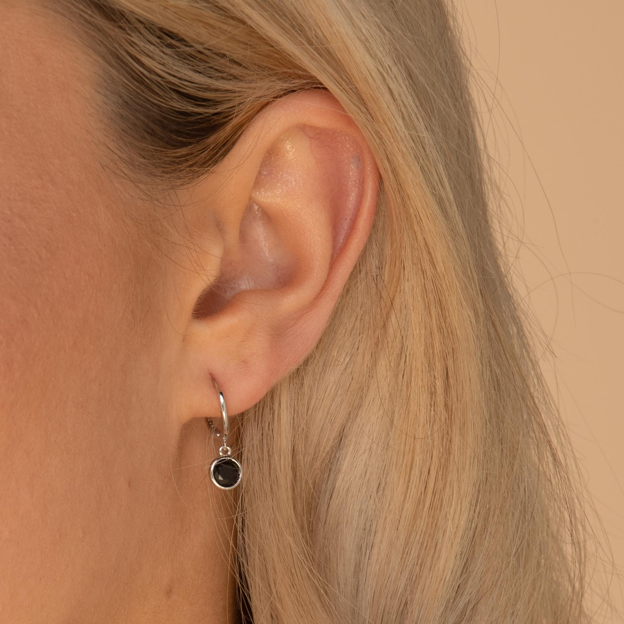 Black Circle Sapphire Hoop Earrings - Camile & Stone