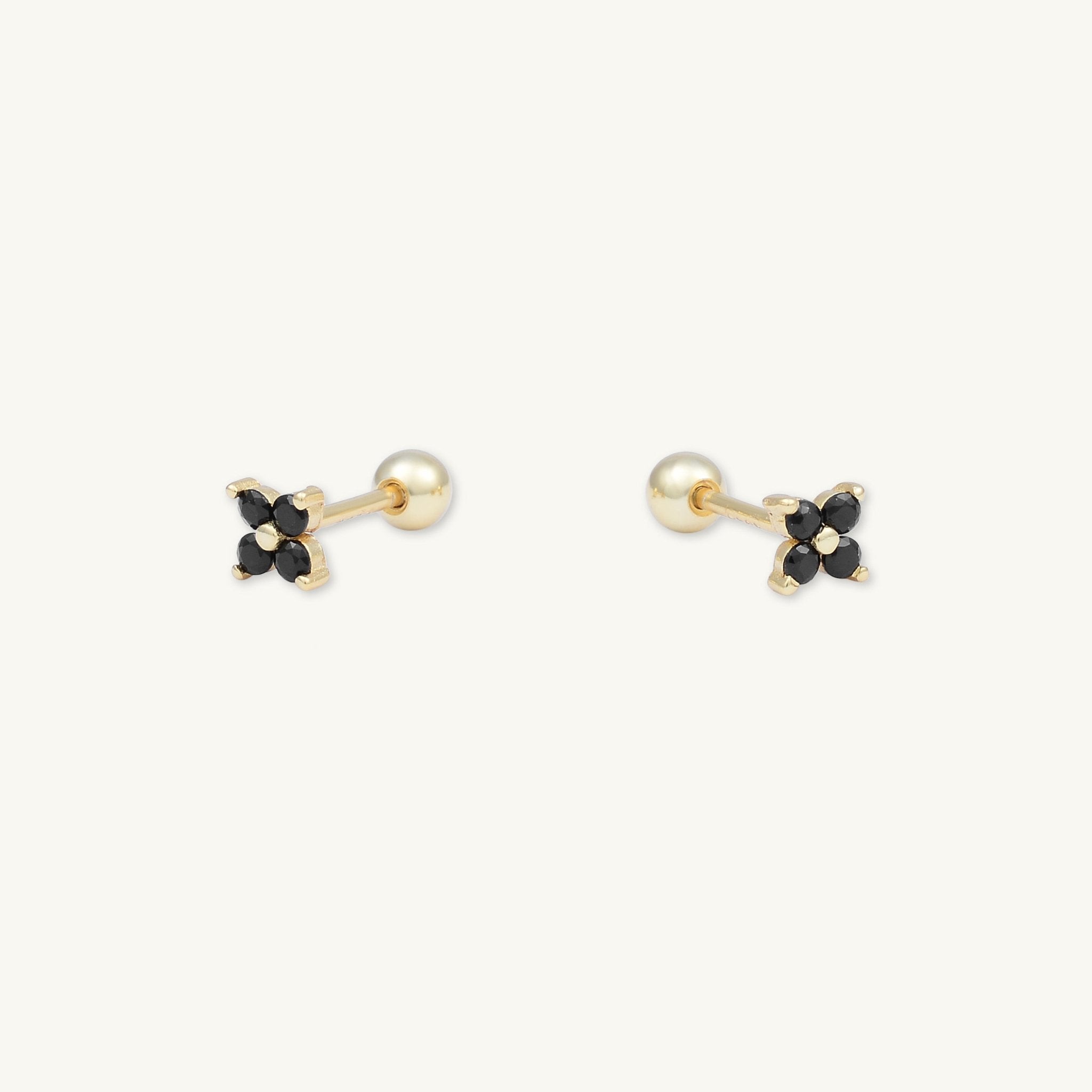 Black Clover Sapphire Barbell Cartilage Earrings - Camile & Stone