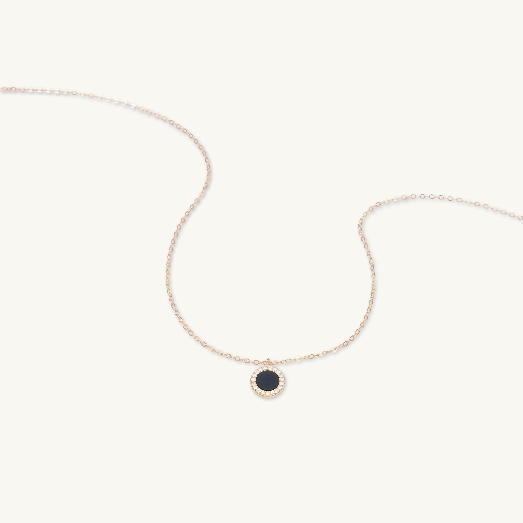 Black Lacquered Circle Necklace - Camile & Stone