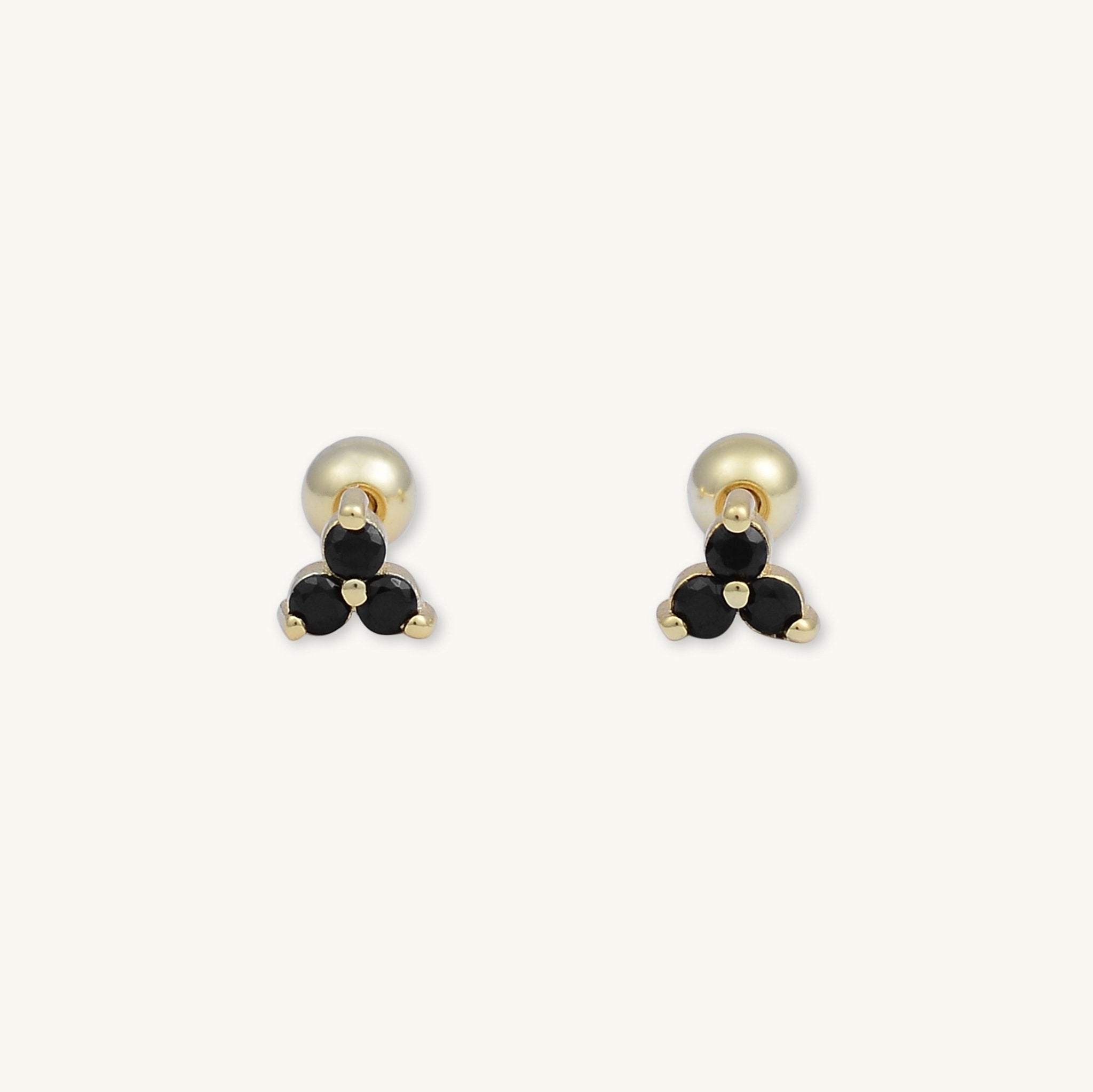 Black Lotus Sapphire Barbell Cartilage Earrings - Camile & Stone