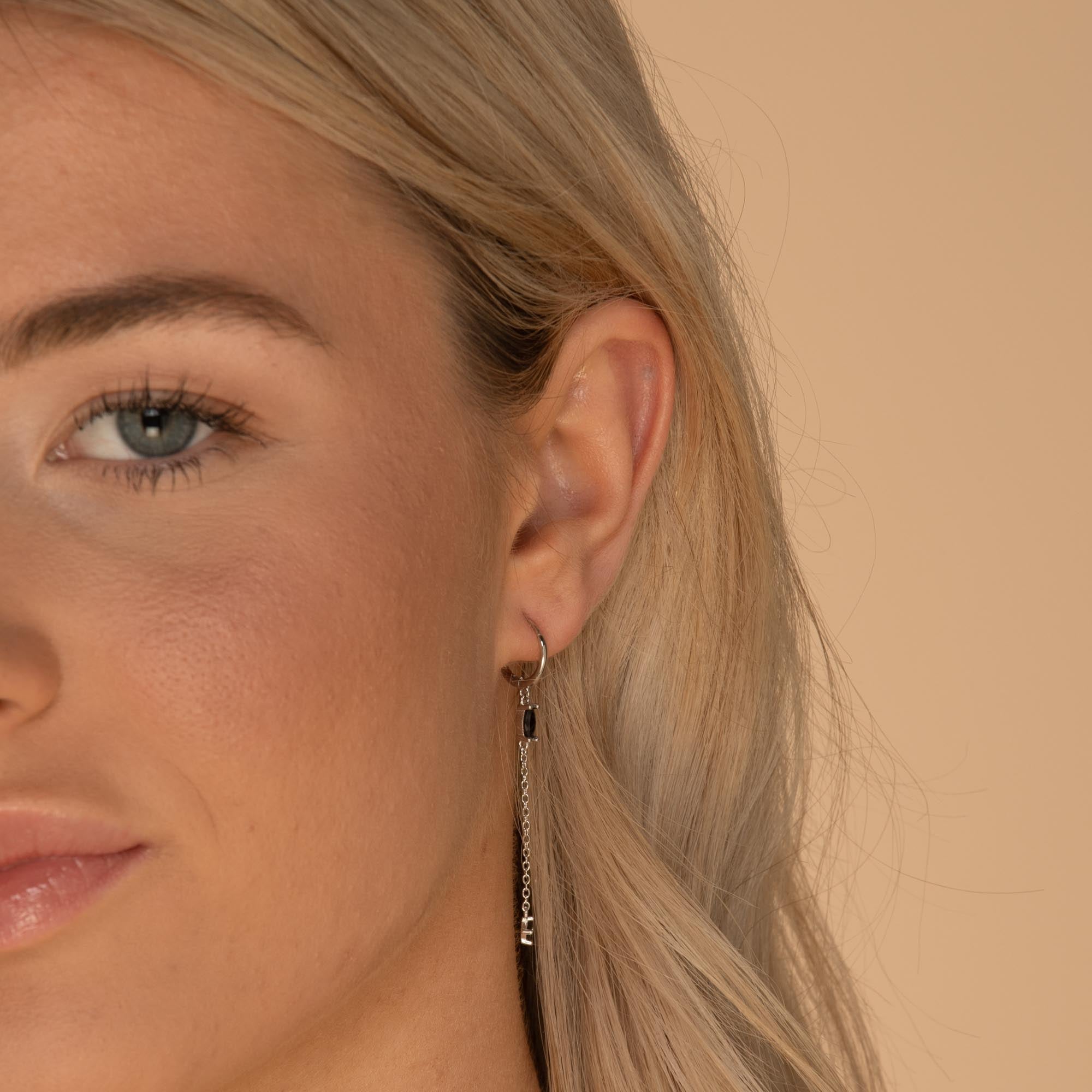 Black Marquise Sapphire Drop Huggie Earrings - Camile & Stone