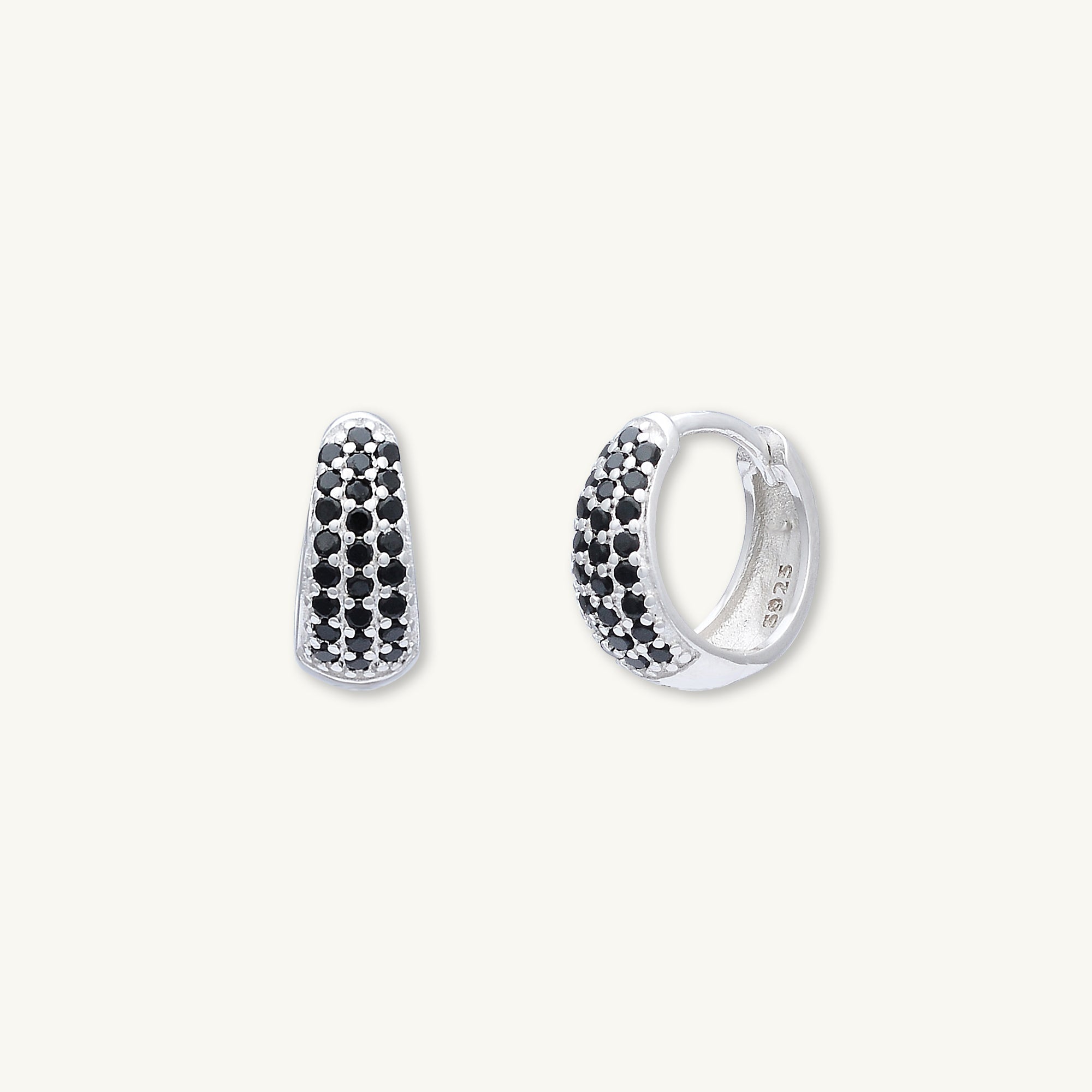 Black Sapphire Thick Dome Huggie Earrings - Camile & Stone