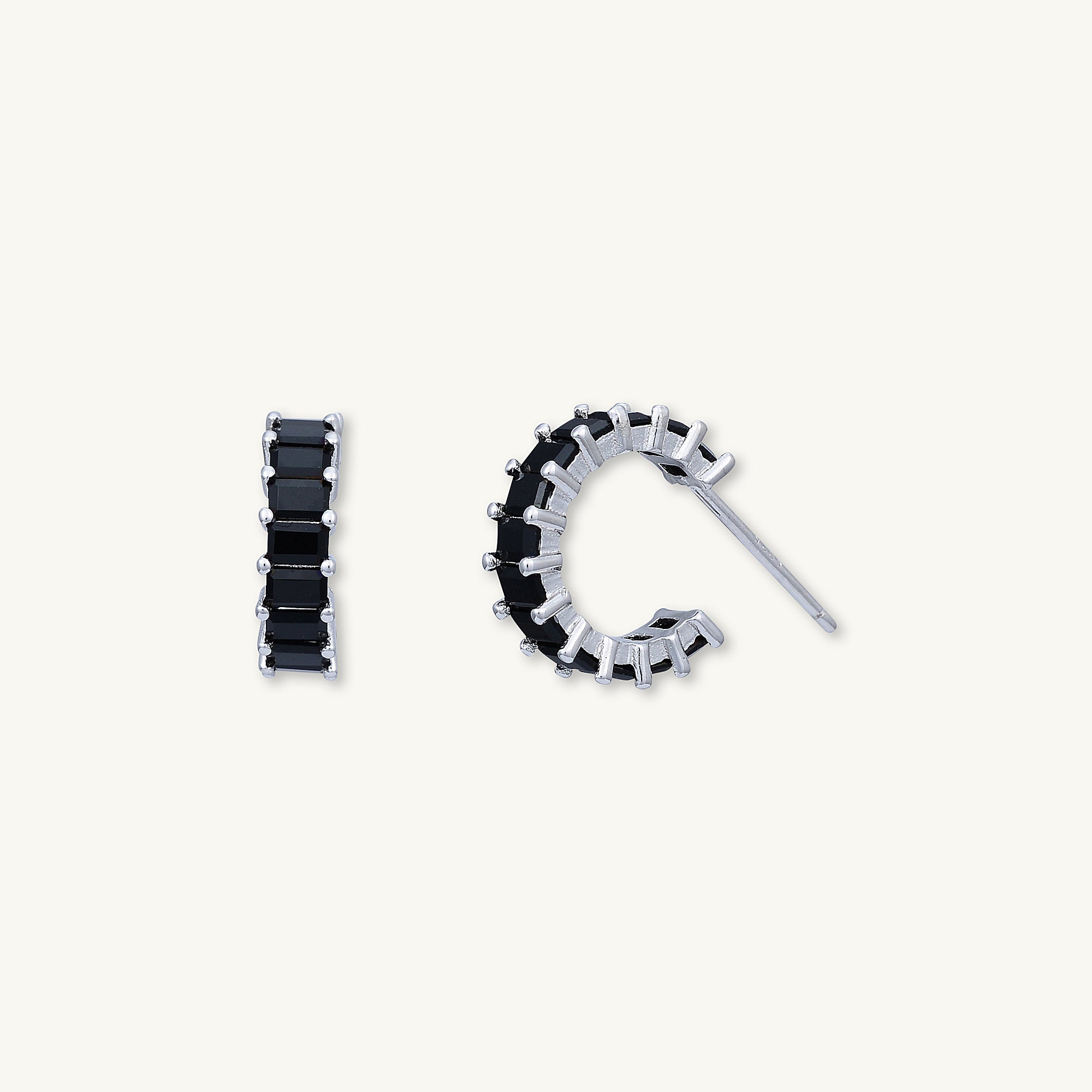 Black Statement Zirconia Huggie Hoop Earrings - Camile & Stone