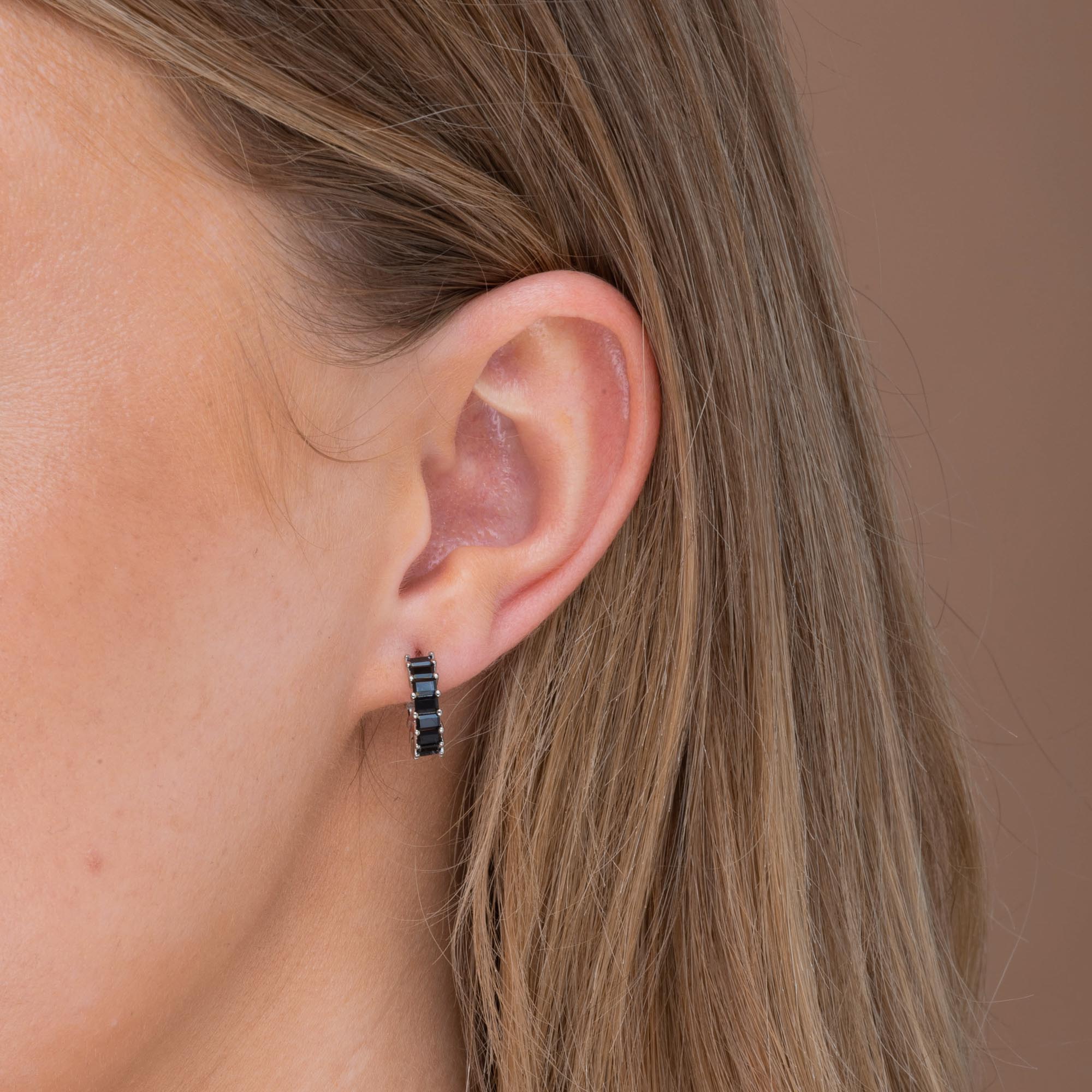 Black Statement Zirconia Huggie Hoop Earrings - Camile & Stone