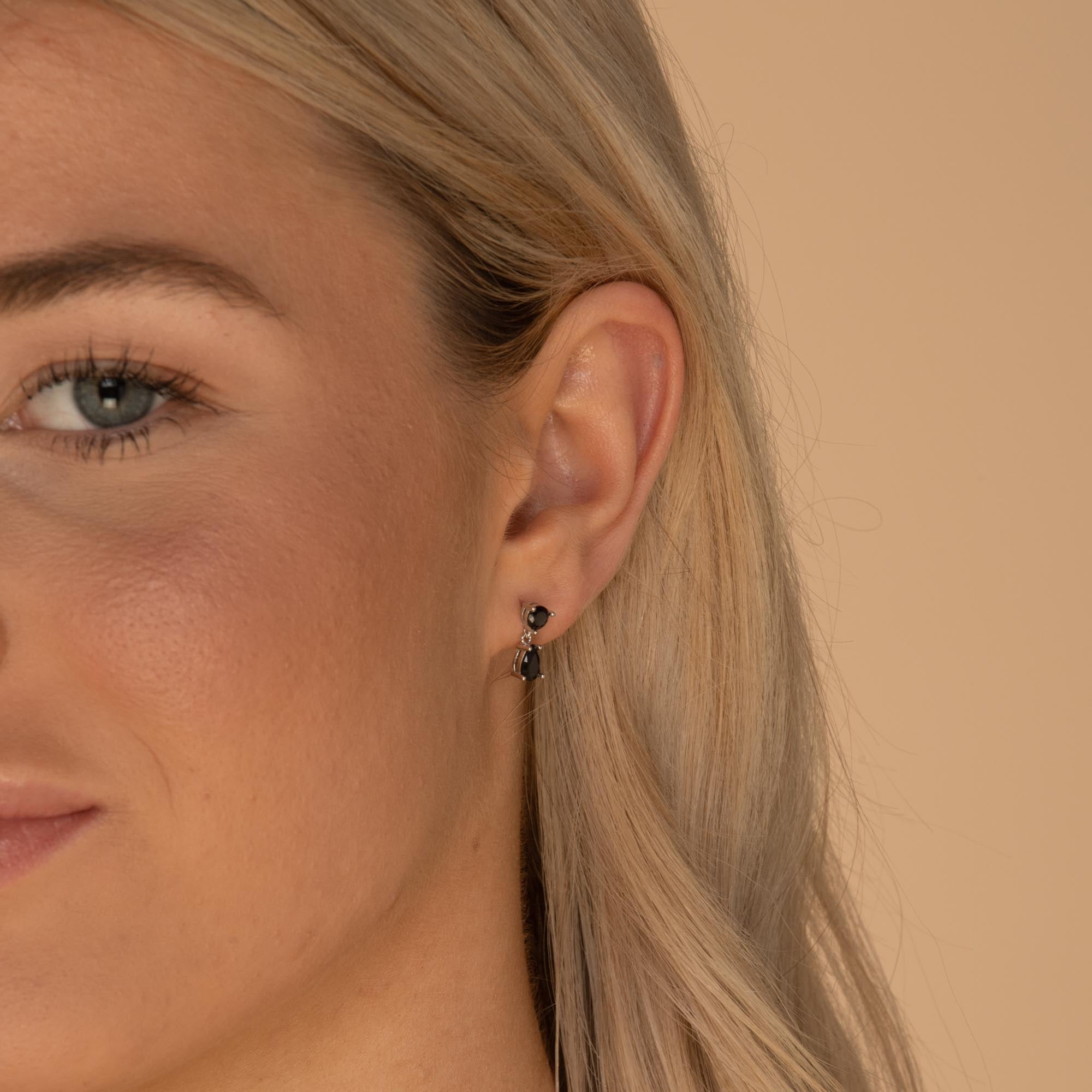 Black Teardrop Sapphire Earrings - Camile & Stone