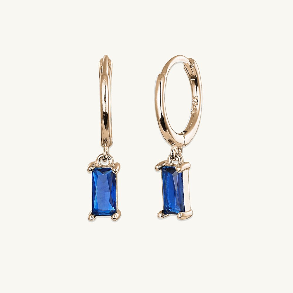 Blue Baguette Hoop Earrings - Camile & Stone