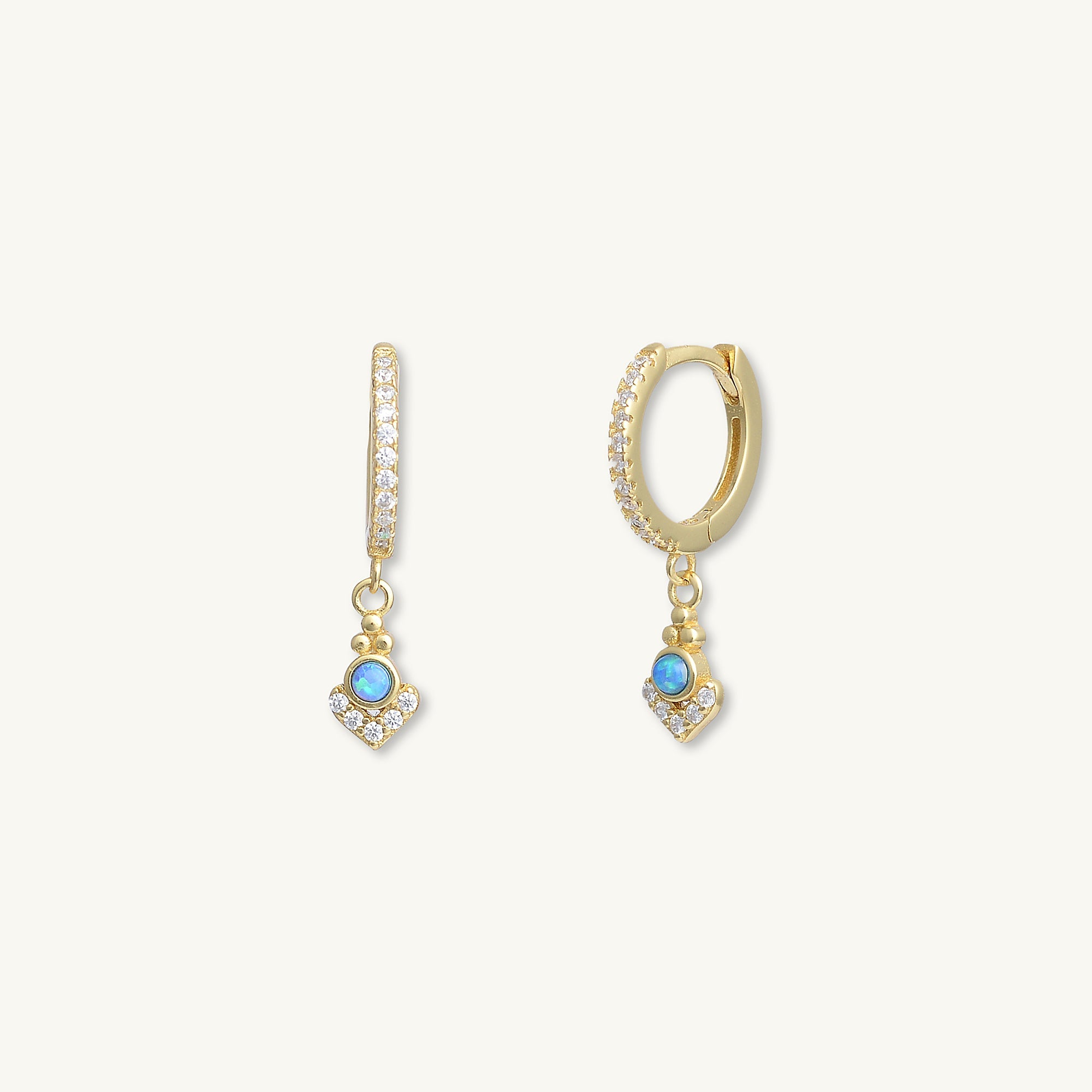 Blue Opal Anchor Huggie Earrings - Camile & Stone