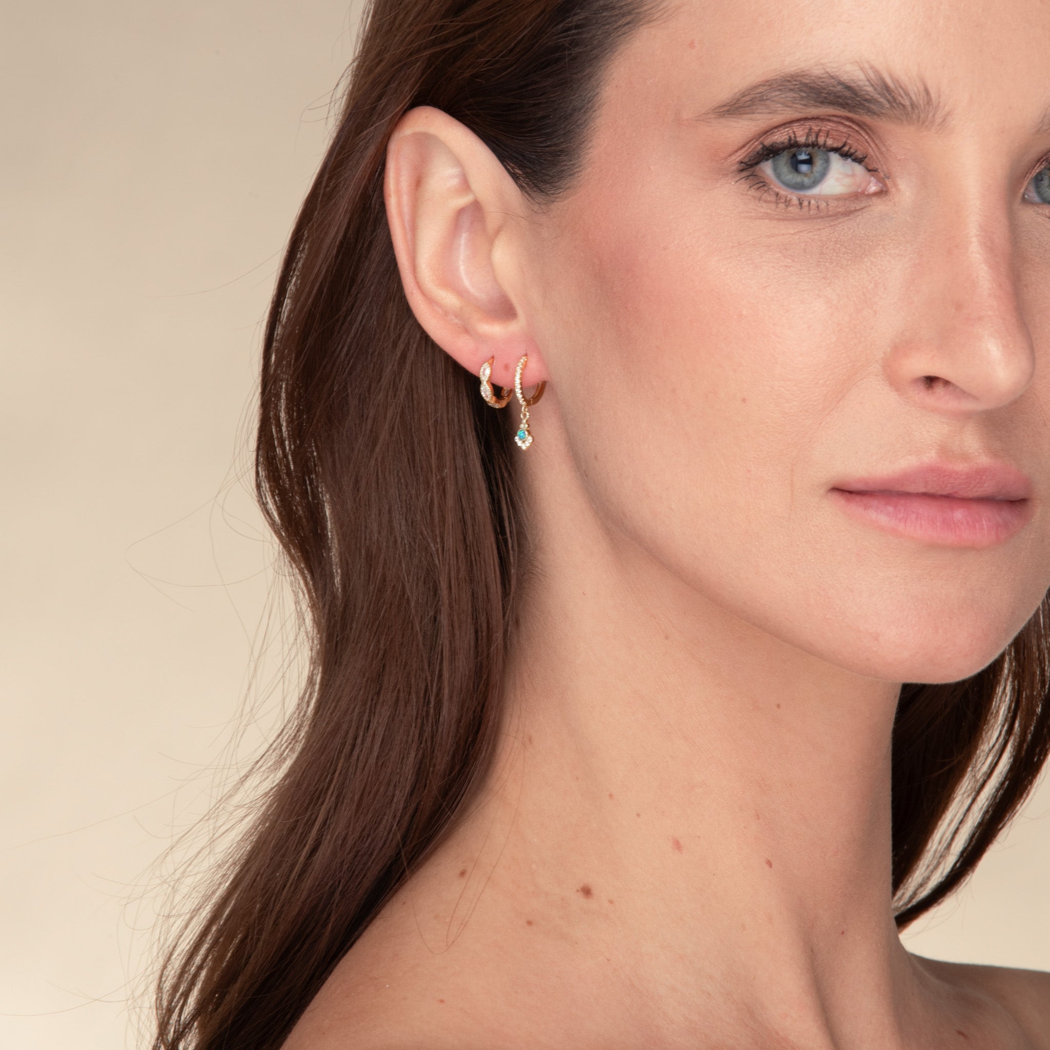 Blue Opal Anchor Huggie Earrings - Camile & Stone