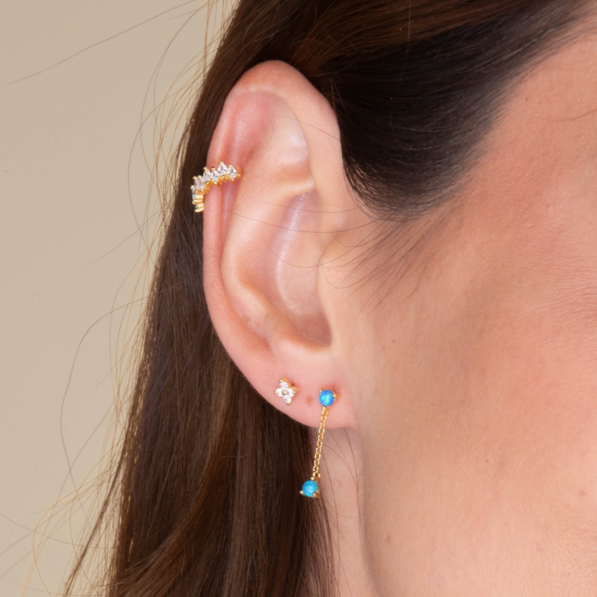 Blue Opal Dangling Stud Earrings - Camile & Stone