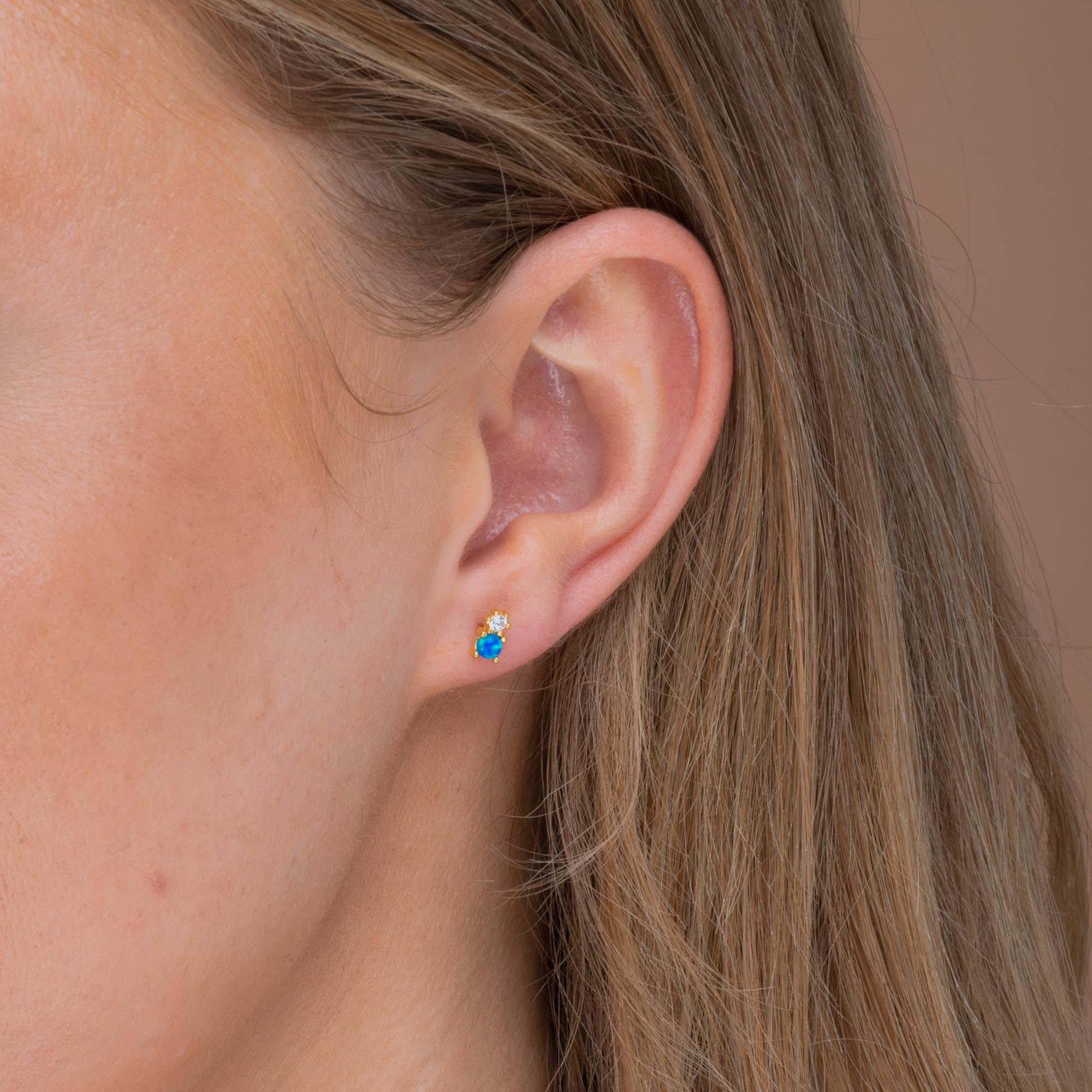 Blue Opal Sapphire Stud Earrings - Camile & Stone