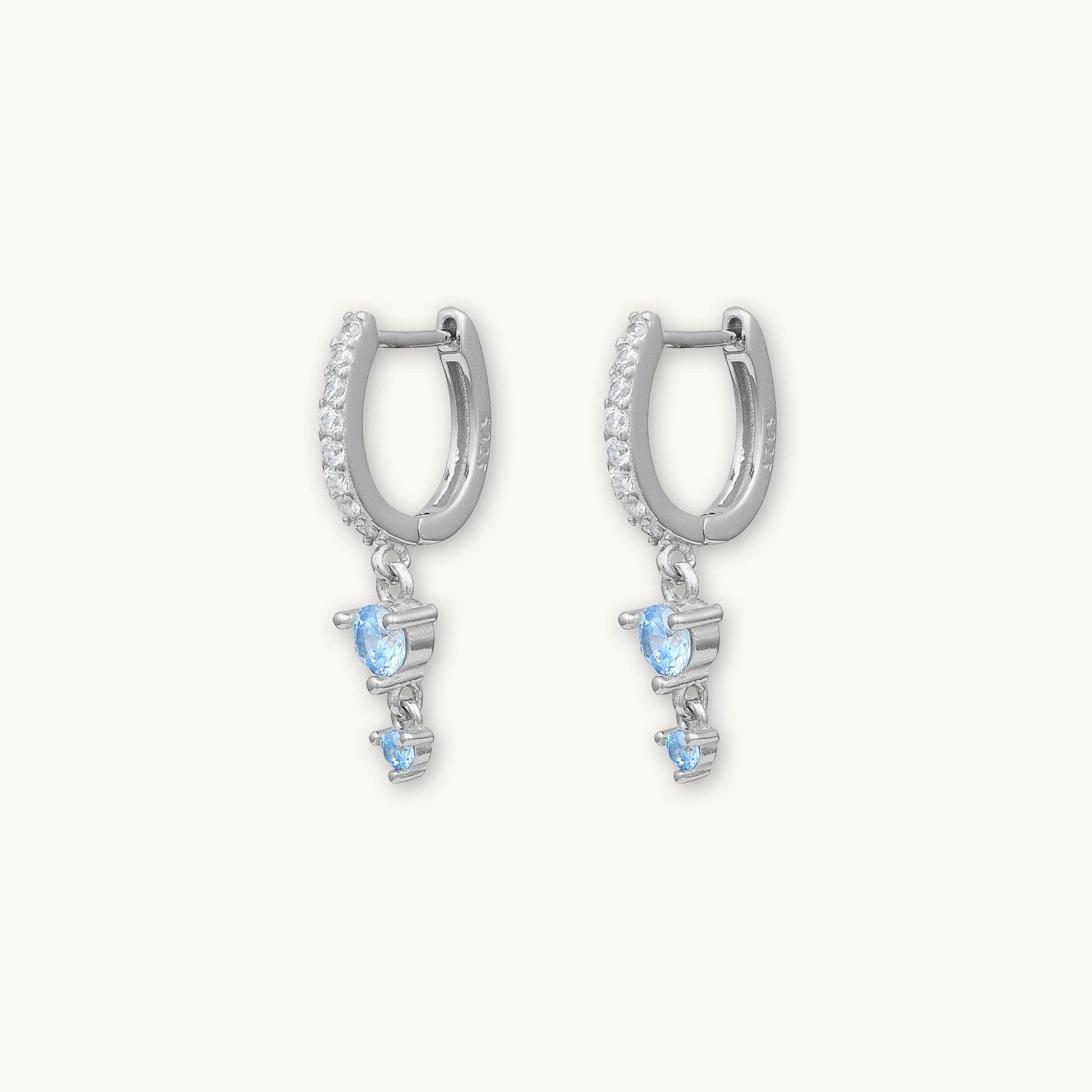 Blue Sapphire Double Dangling Huggie Earrings - Camile & Stone