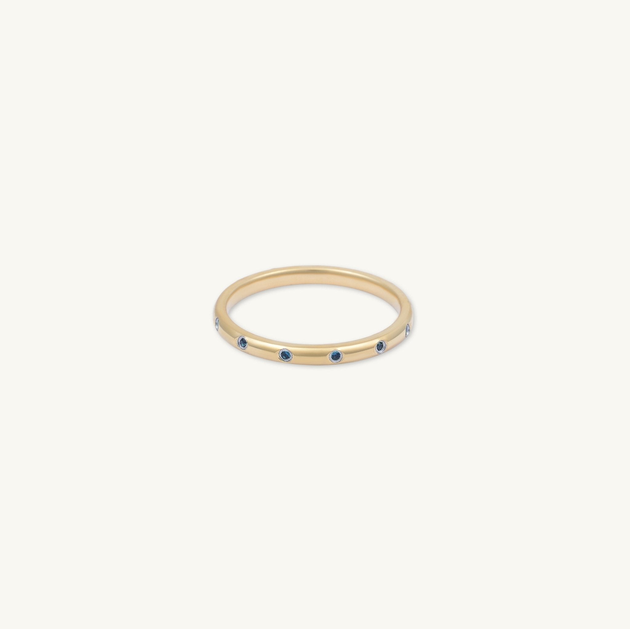 Blue Sapphire Station Stacking Band Ring - Camile & Stone