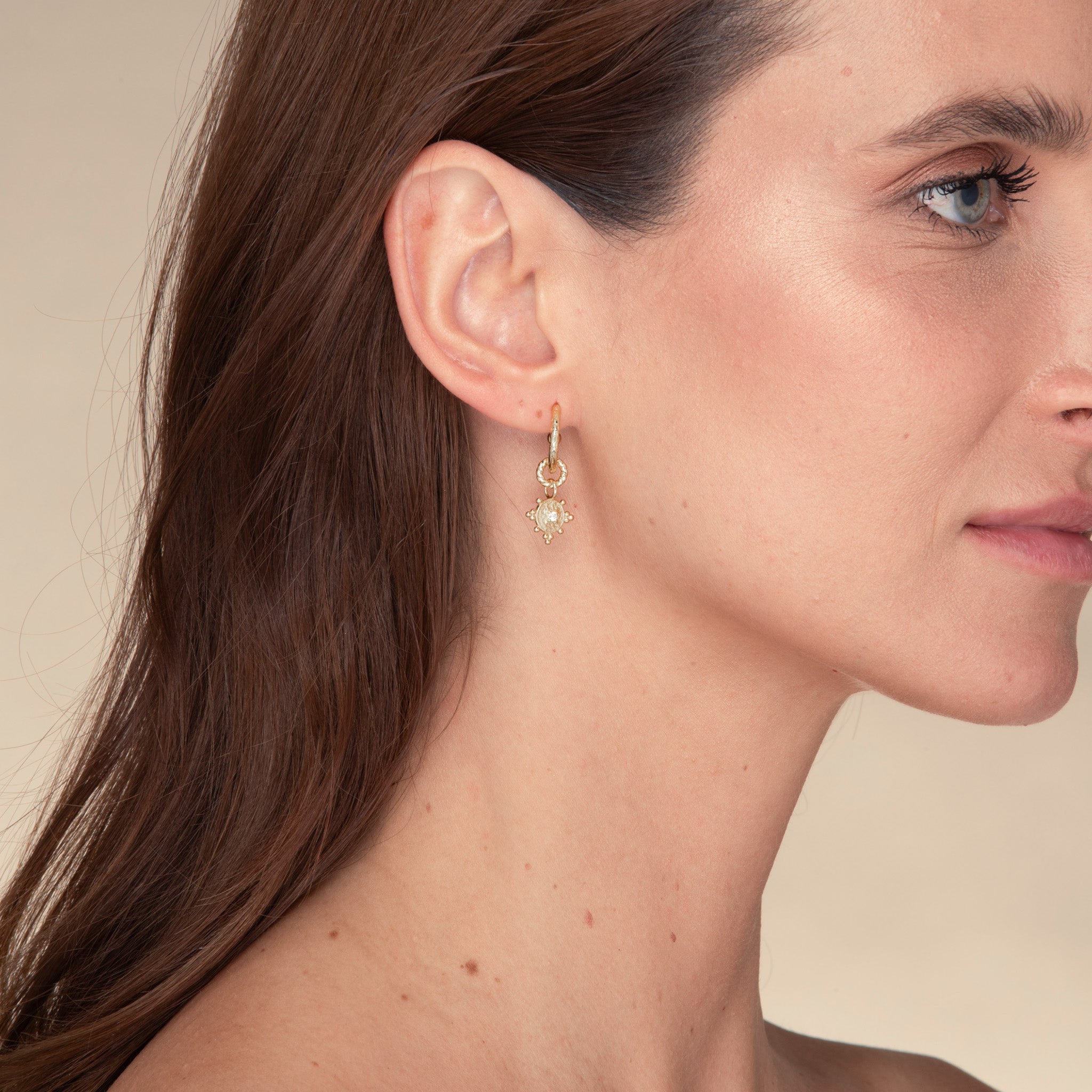 Boho Sapphire Dangle Molten Huggie Earrings - Camile & Stone