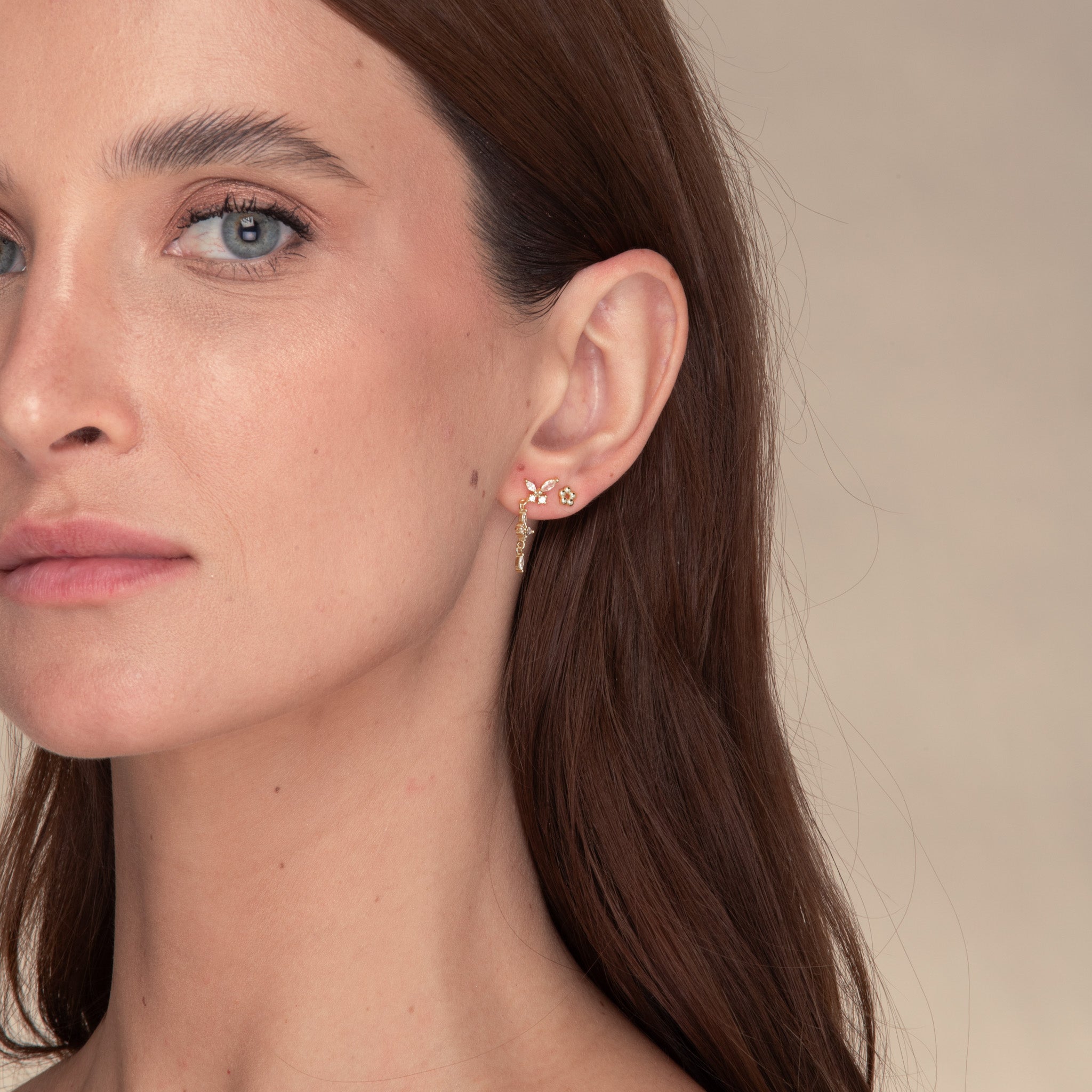 Butterfly Zirconia Dangle Stud Earrings - Camile & Stone