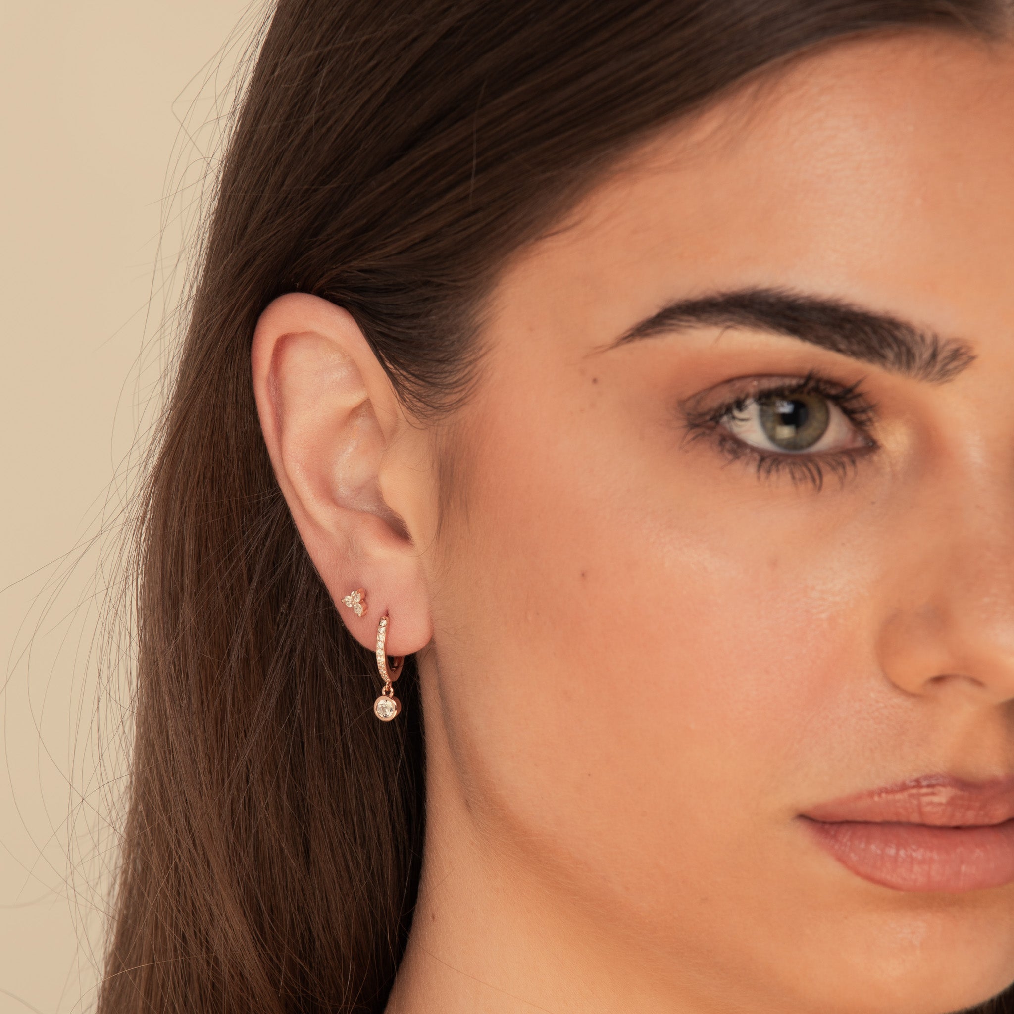 Sapphire Drop Hoop Earrings