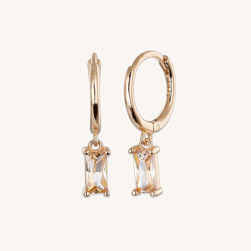 Champagne Baguette Hoop Earrings - Camile & Stone