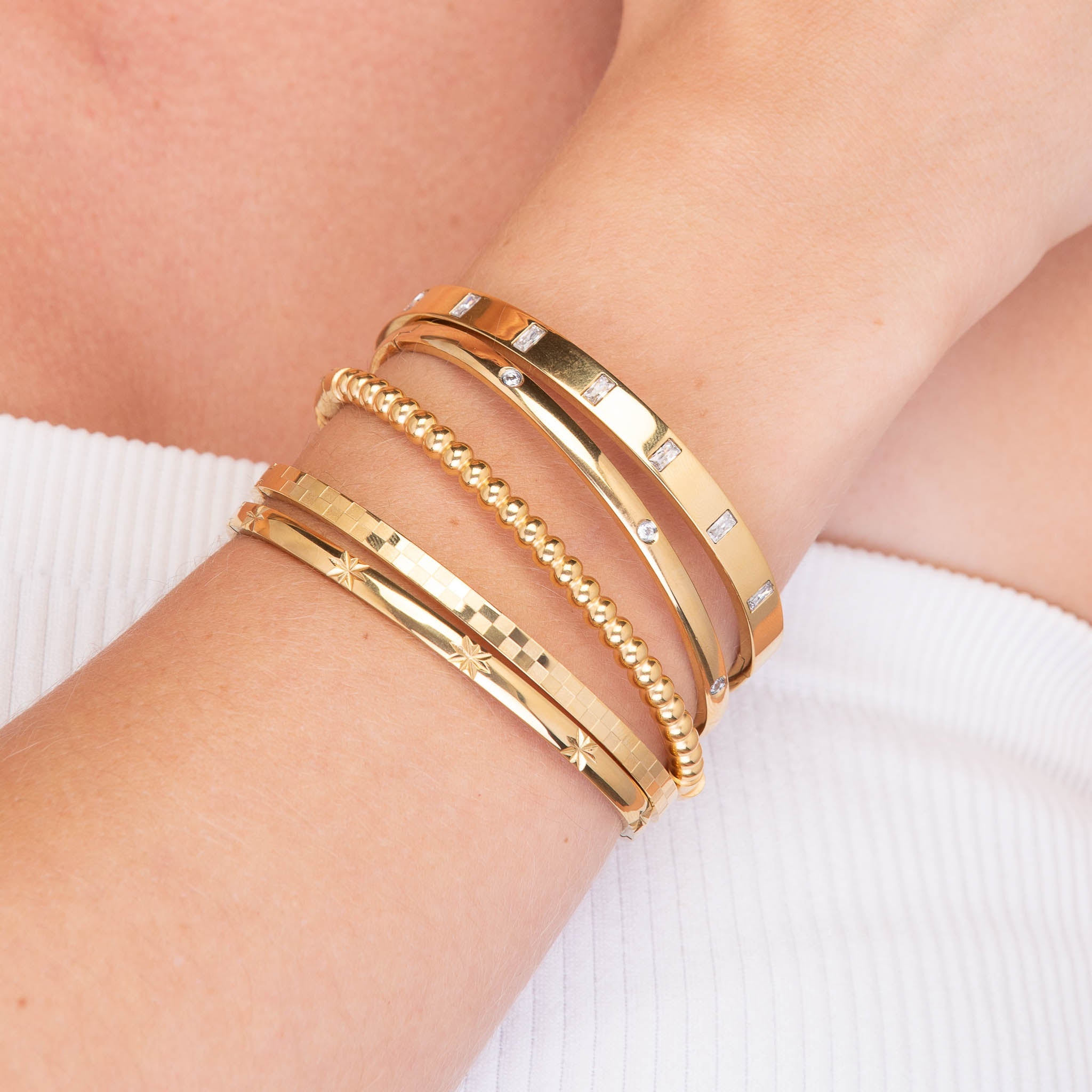 Checkered Hinged Bangle Bracelet - Camile & Stone