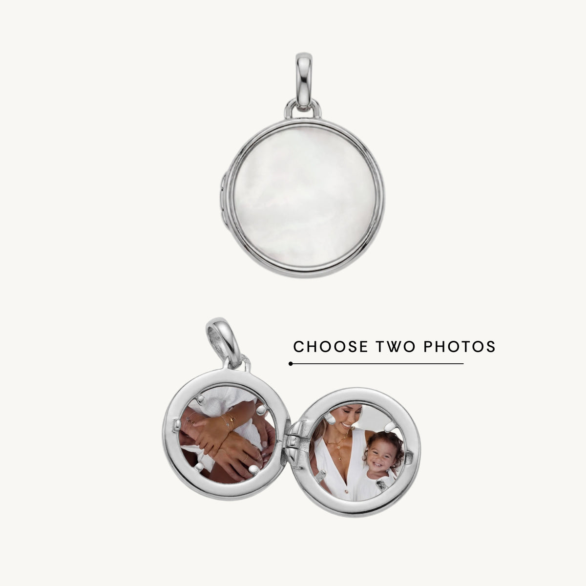 Eternal Circle Photo Locket MOP Pendant