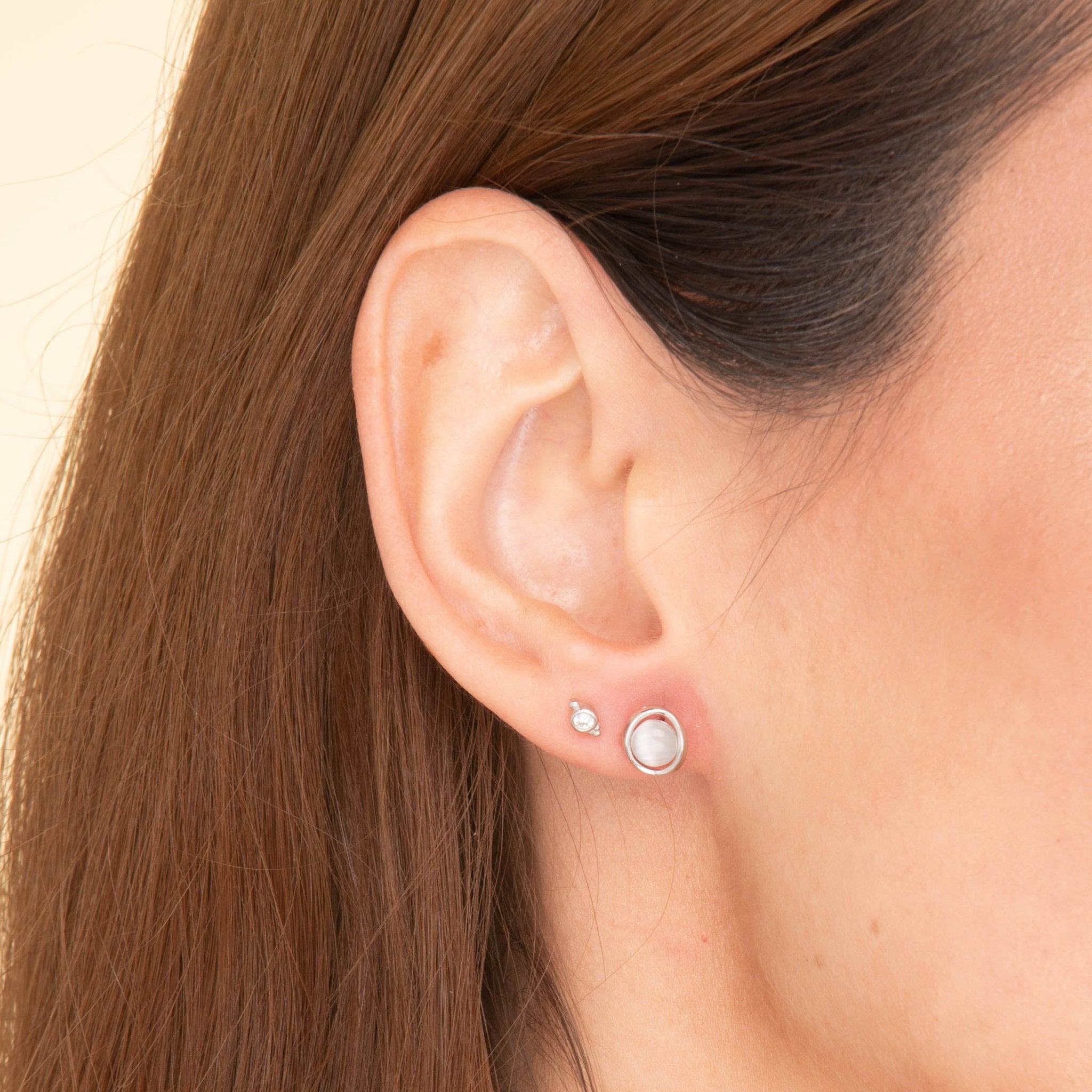 Circular Moonstone Stud Earrings - Camile & Stone