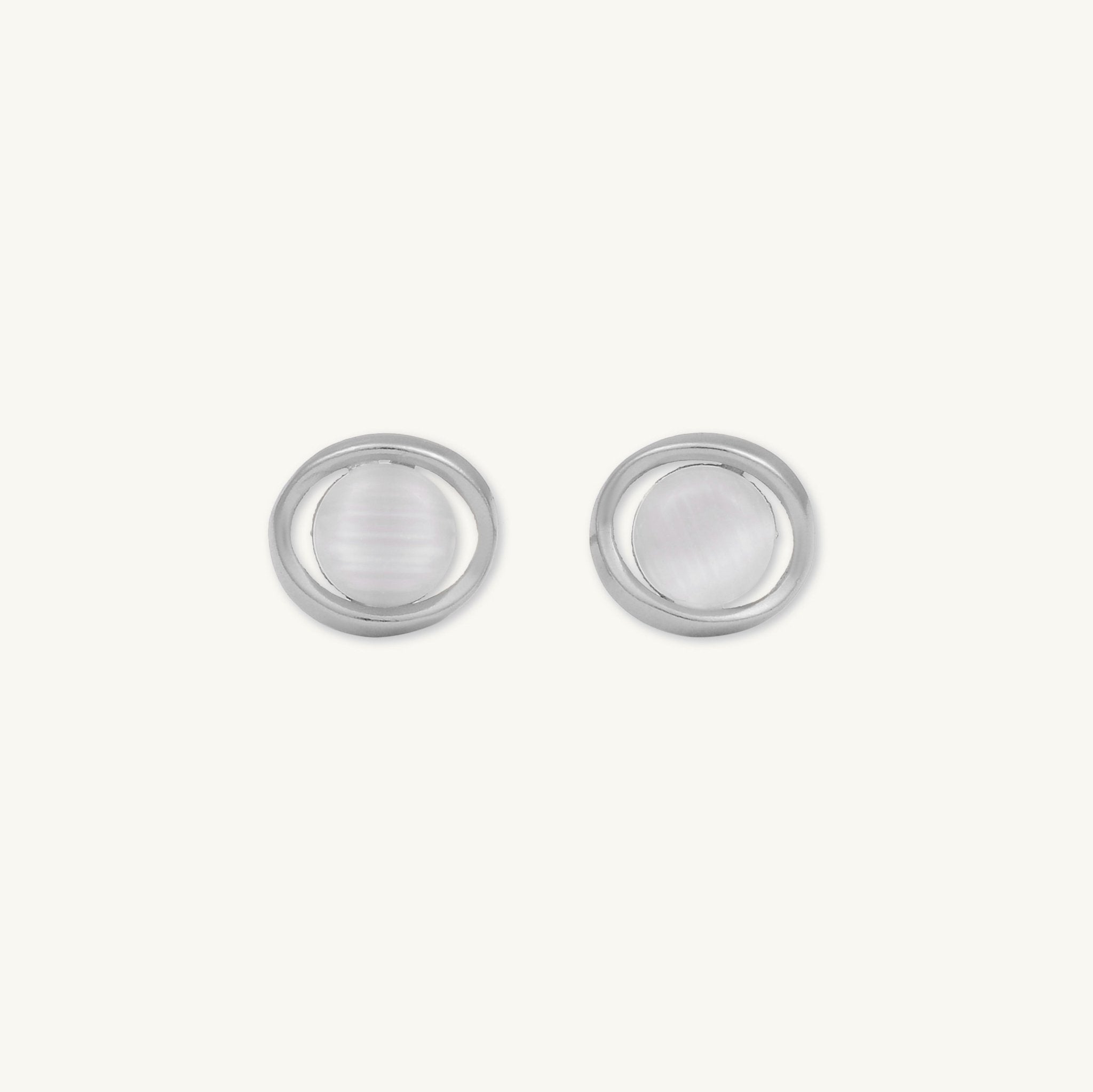 Circular Moonstone Stud Earrings - Camile & Stone