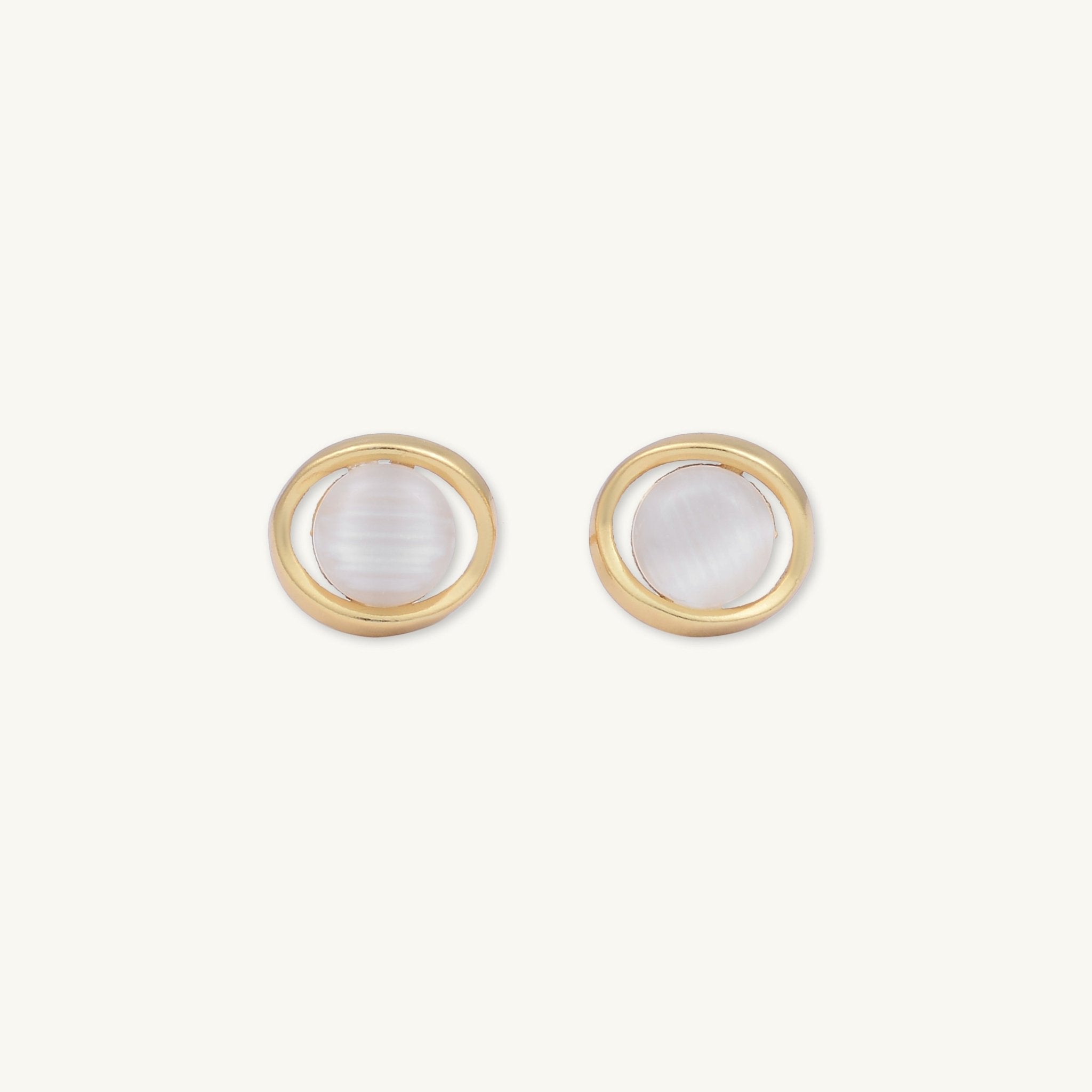 Circular Moonstone Stud Earrings - Camile & Stone